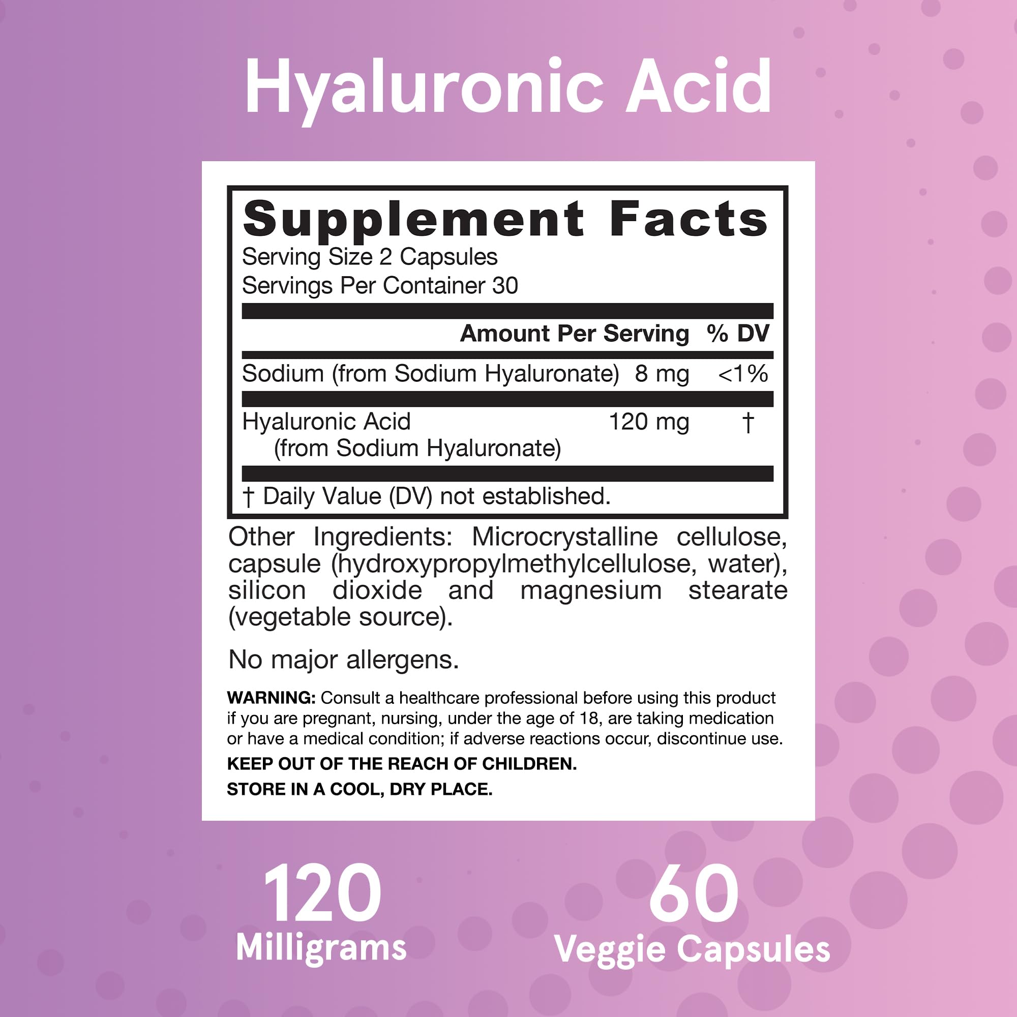 Jarrow Formulas Hyaluronic Acid supplement ingredients list