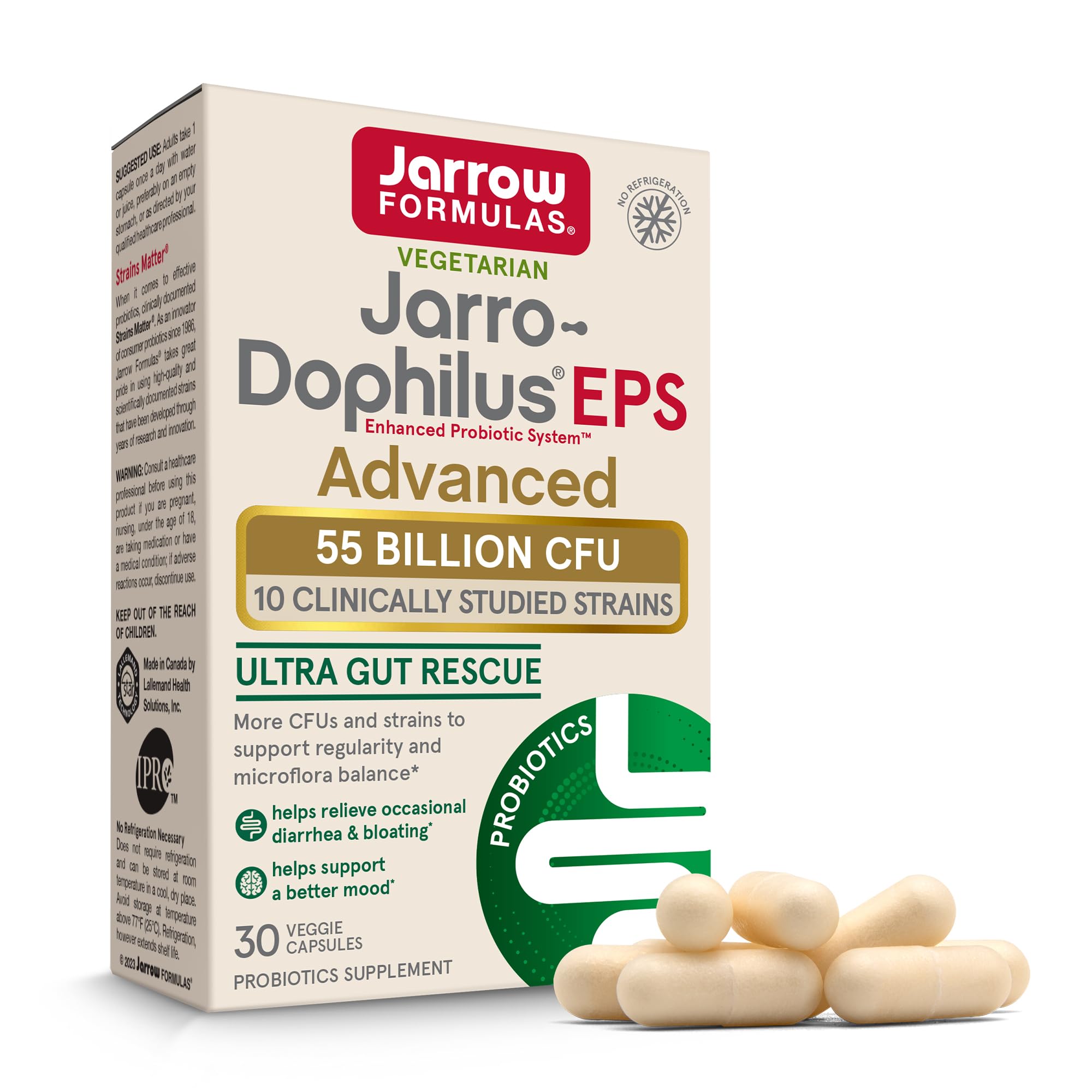 Jarrow Formulas Jarro-Dophilus EPS Advanced Probiotic 30 Capsules front view