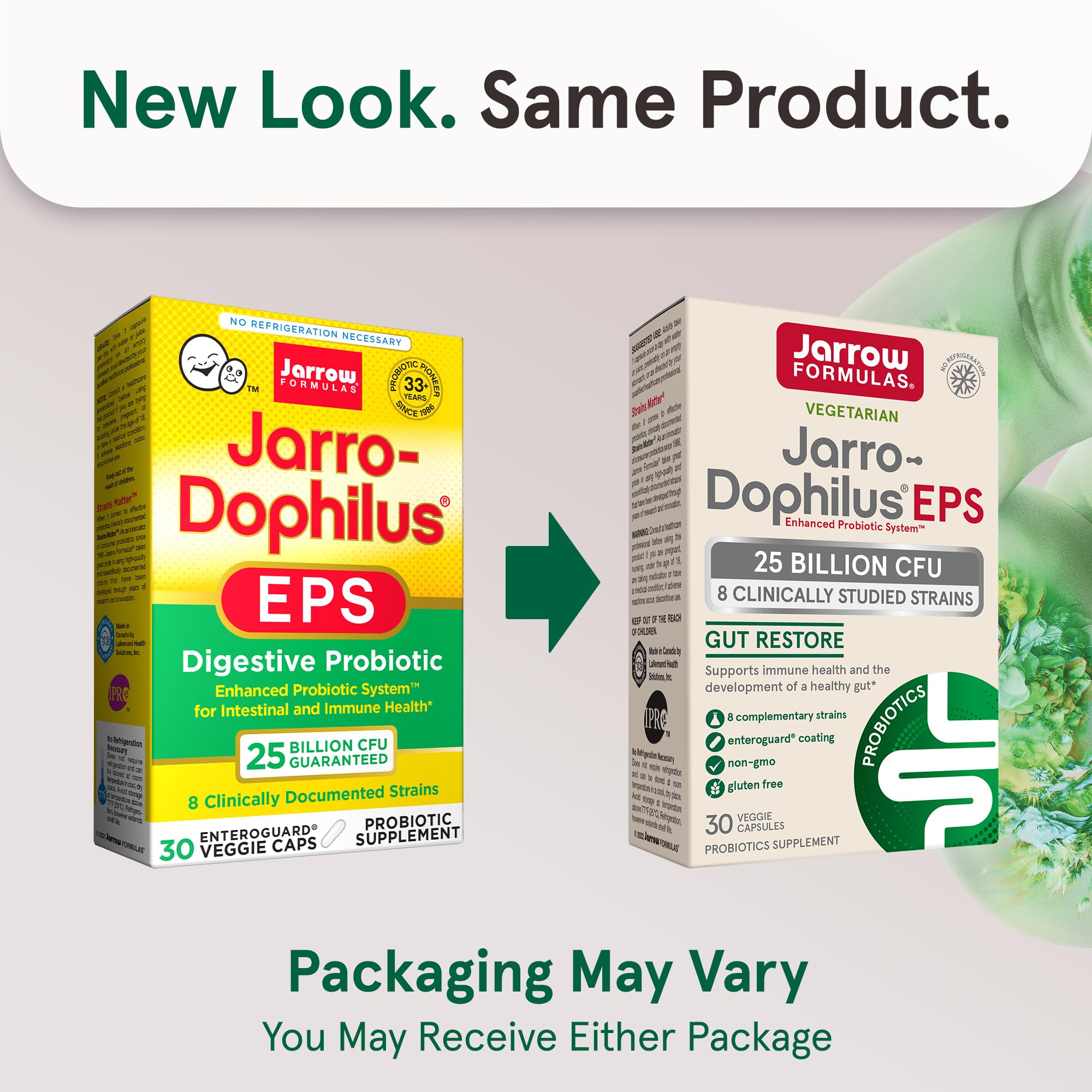 Jarrow Formulas Jarro-Dophilus EPS Gut Restore Probiotic 30 Capsules back view