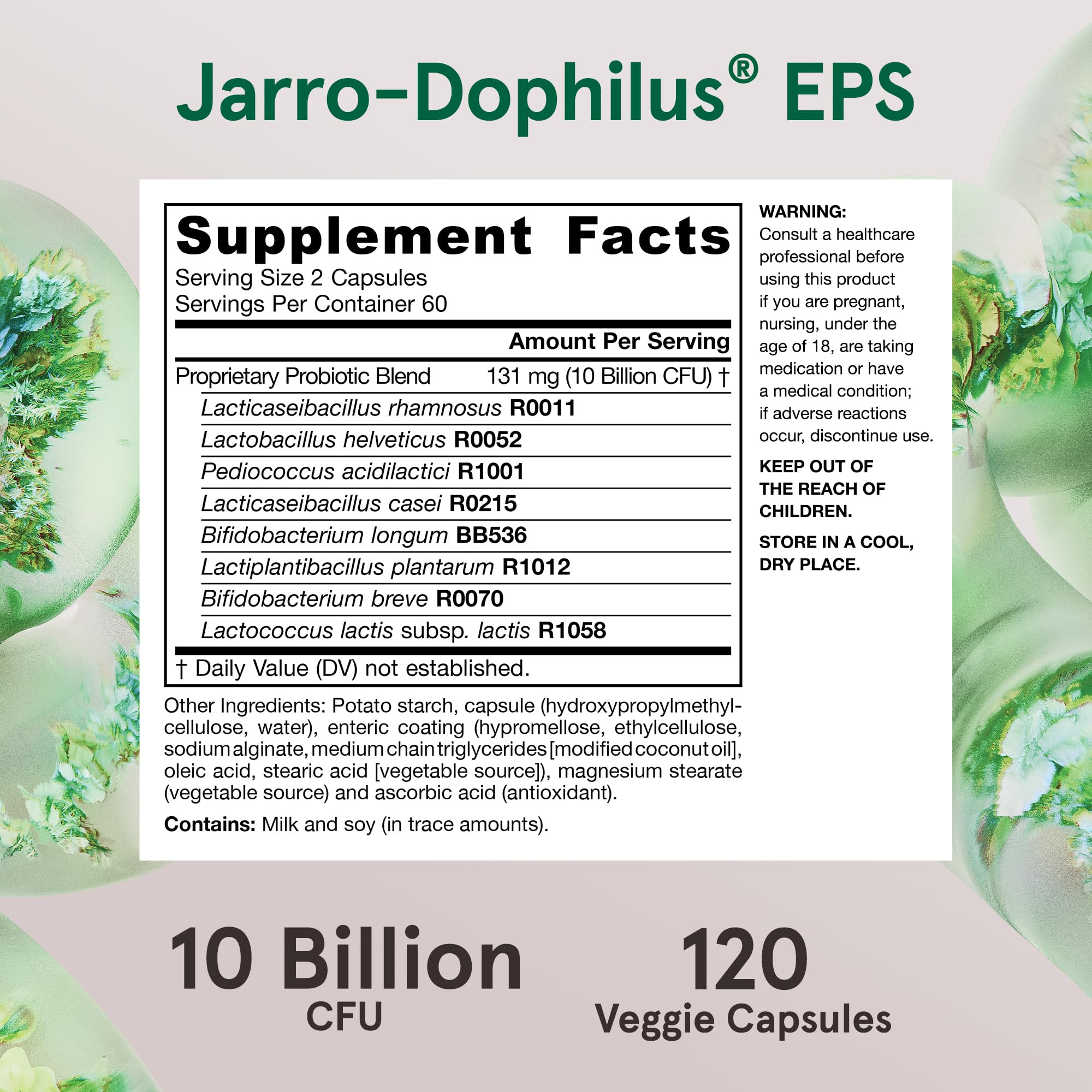 Jarrow Formulas Jarro-Dophilus EPS Probiotic Capsules on a kitchen counter