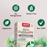 Jarrow Formulas Jarro-Dophilus EPS Probiotic Capsules on a wooden table