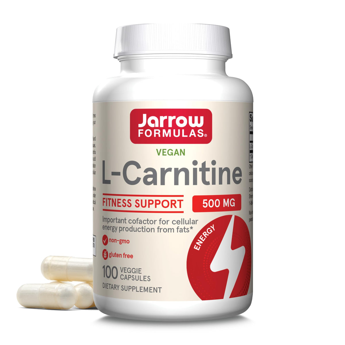 Jarrow Formulas L-Carnitine 500mg capsules front view
