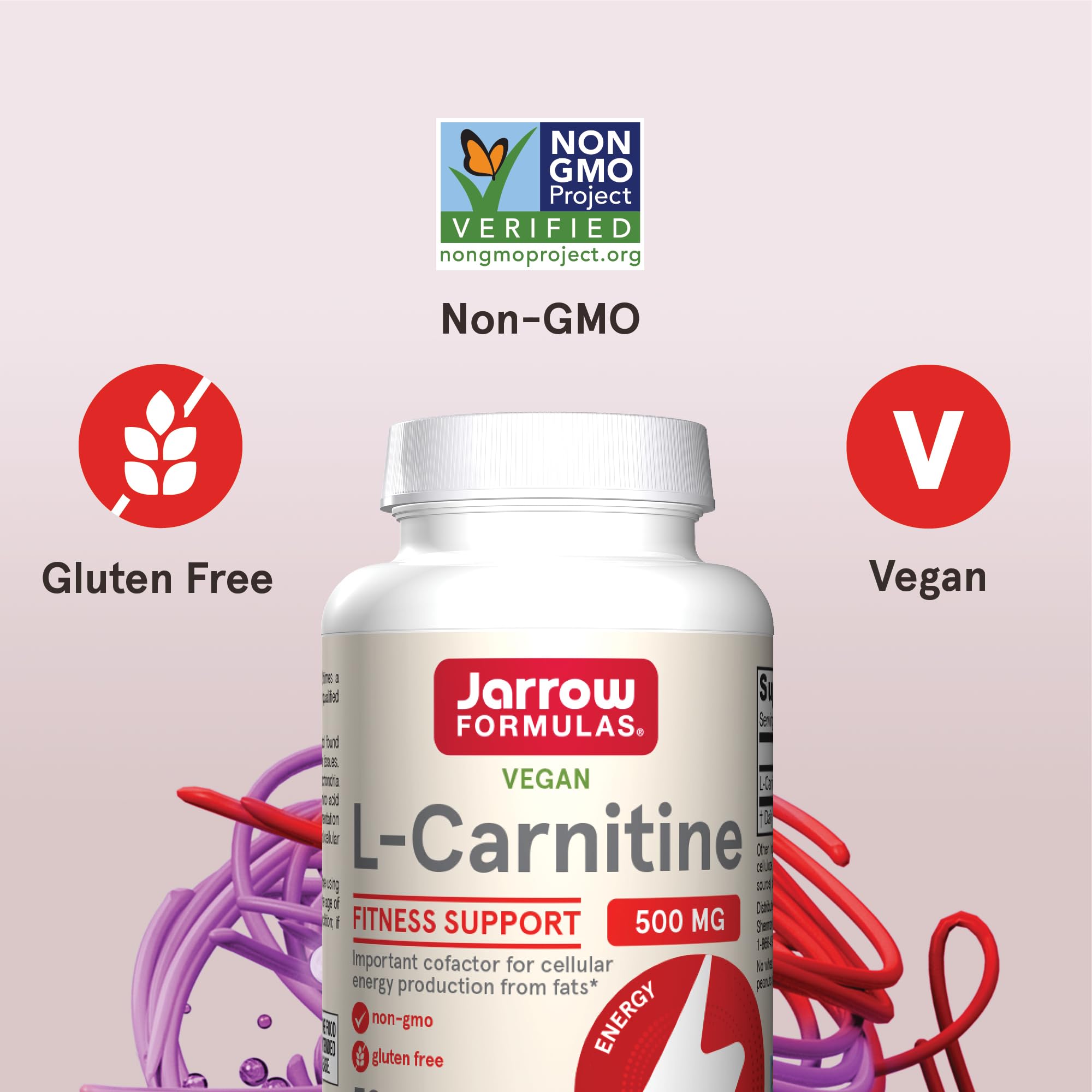 Jarrow Formulas L-Carnitine bottle with dosage instructions