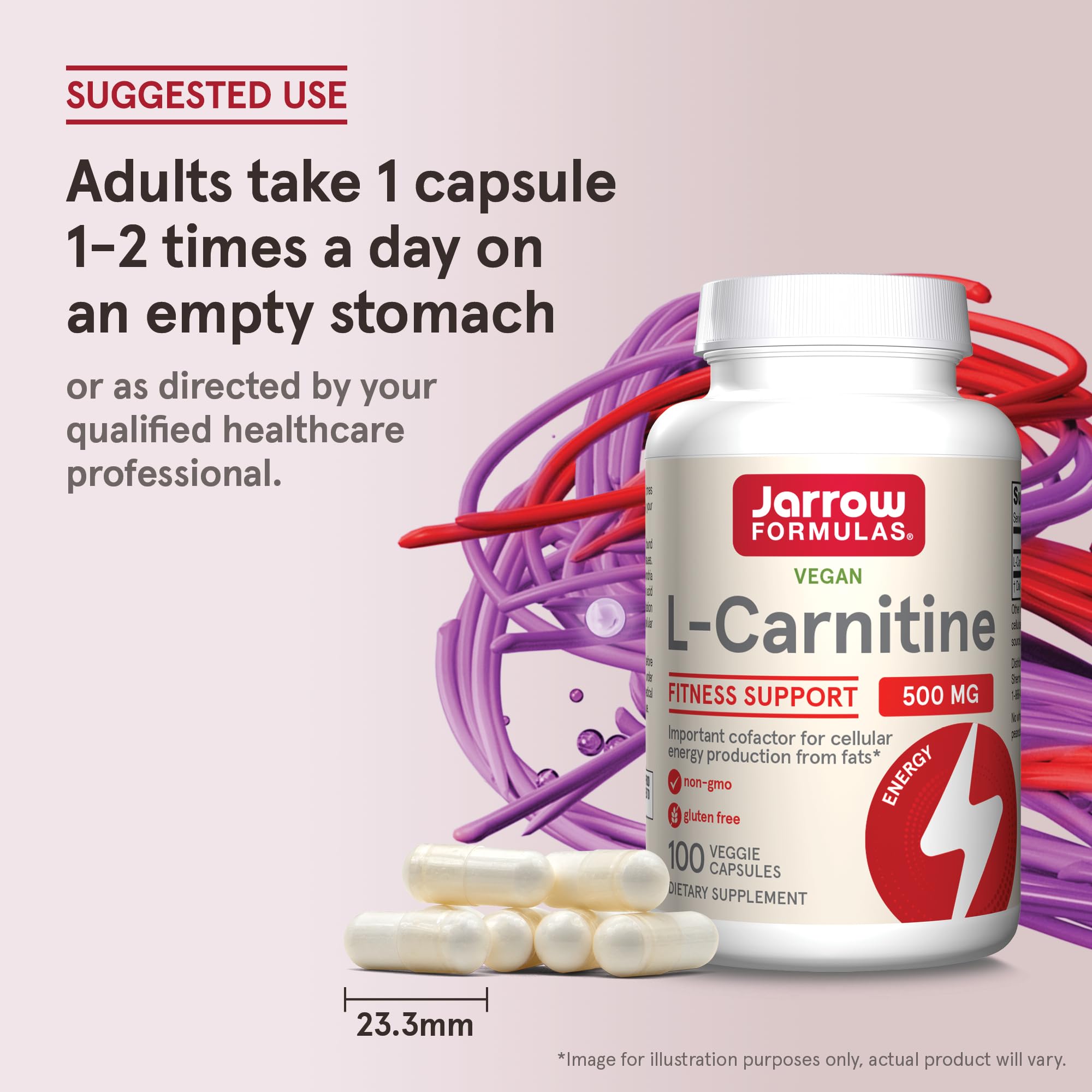 Jarrow Formulas L-Carnitine capsules with measuring spoon