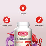 Jarrow Formulas L-Glutamine 1000 mg tablets on wooden background