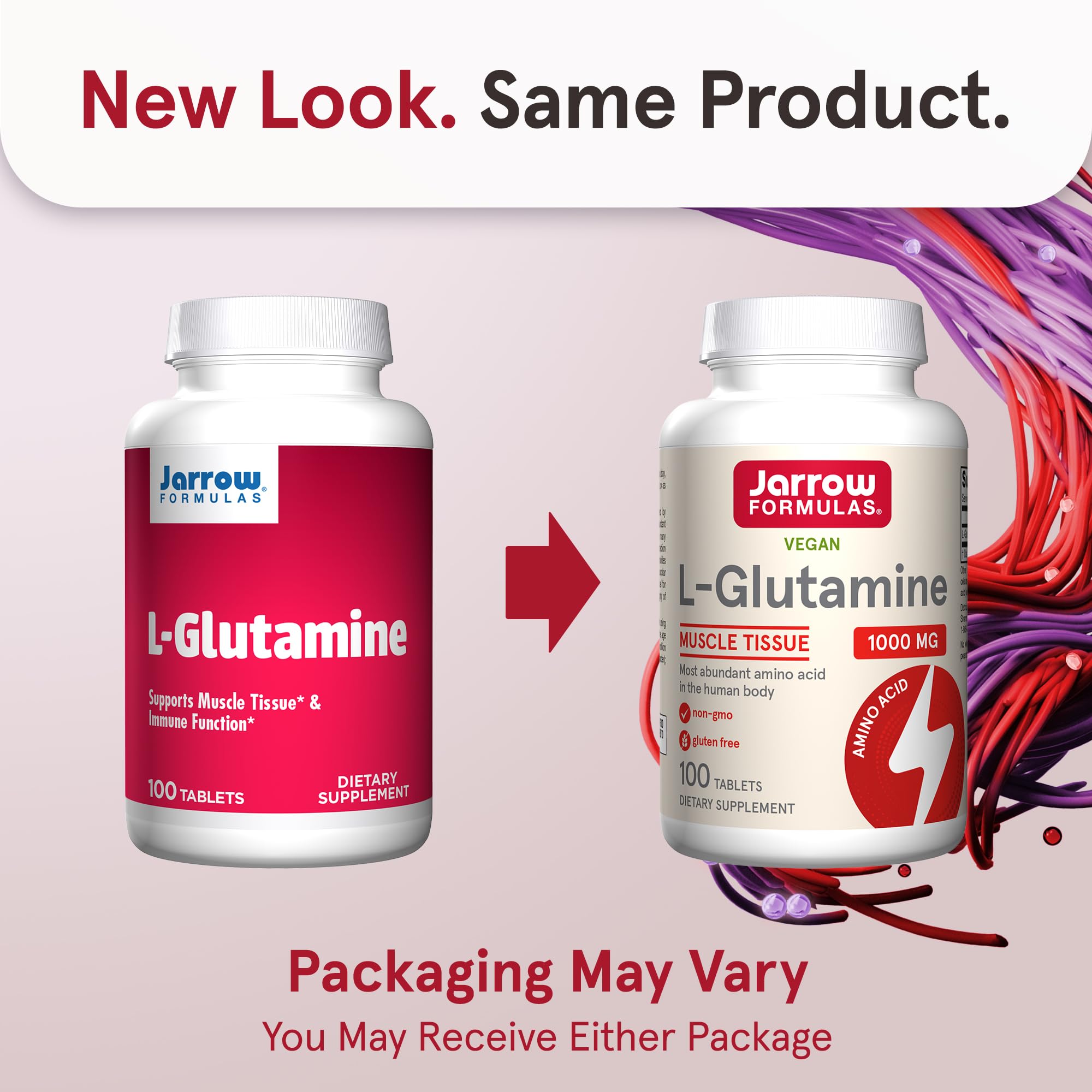 Jarrow Formulas L-Glutamine 1000 mg tablets side view