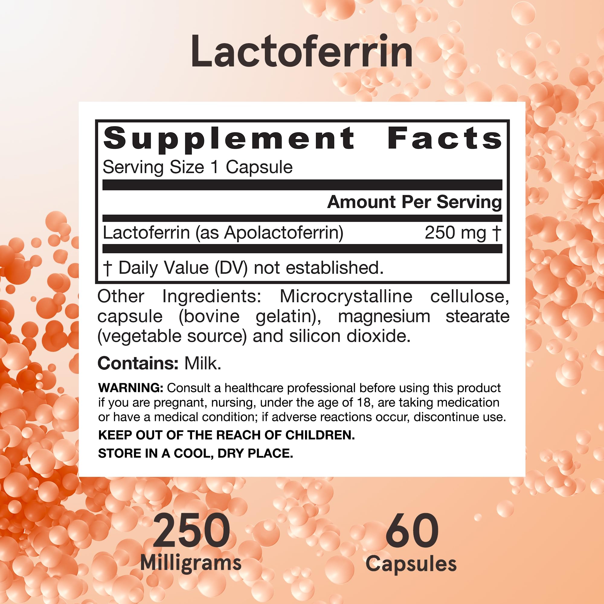 Jarrow Formulas Lactoferrin 250mg capsule dosage instructions