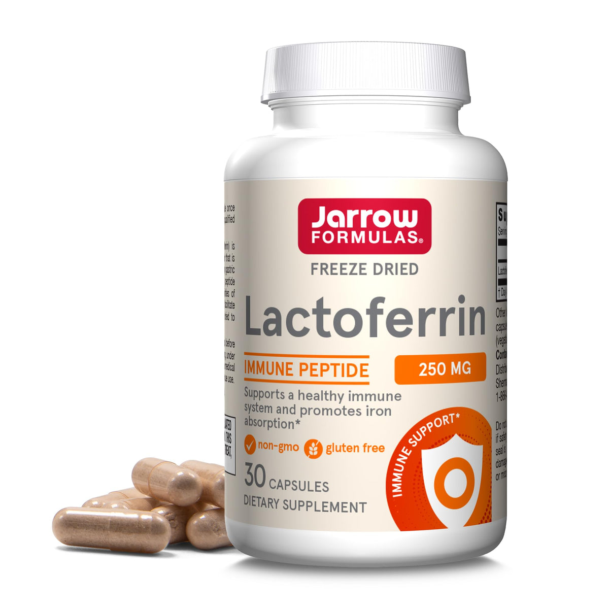 Jarrow Formulas Lactoferrin 250mg capsules front view