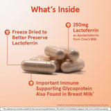 Jarrow Formulas Lactoferrin 250mg capsules on a table