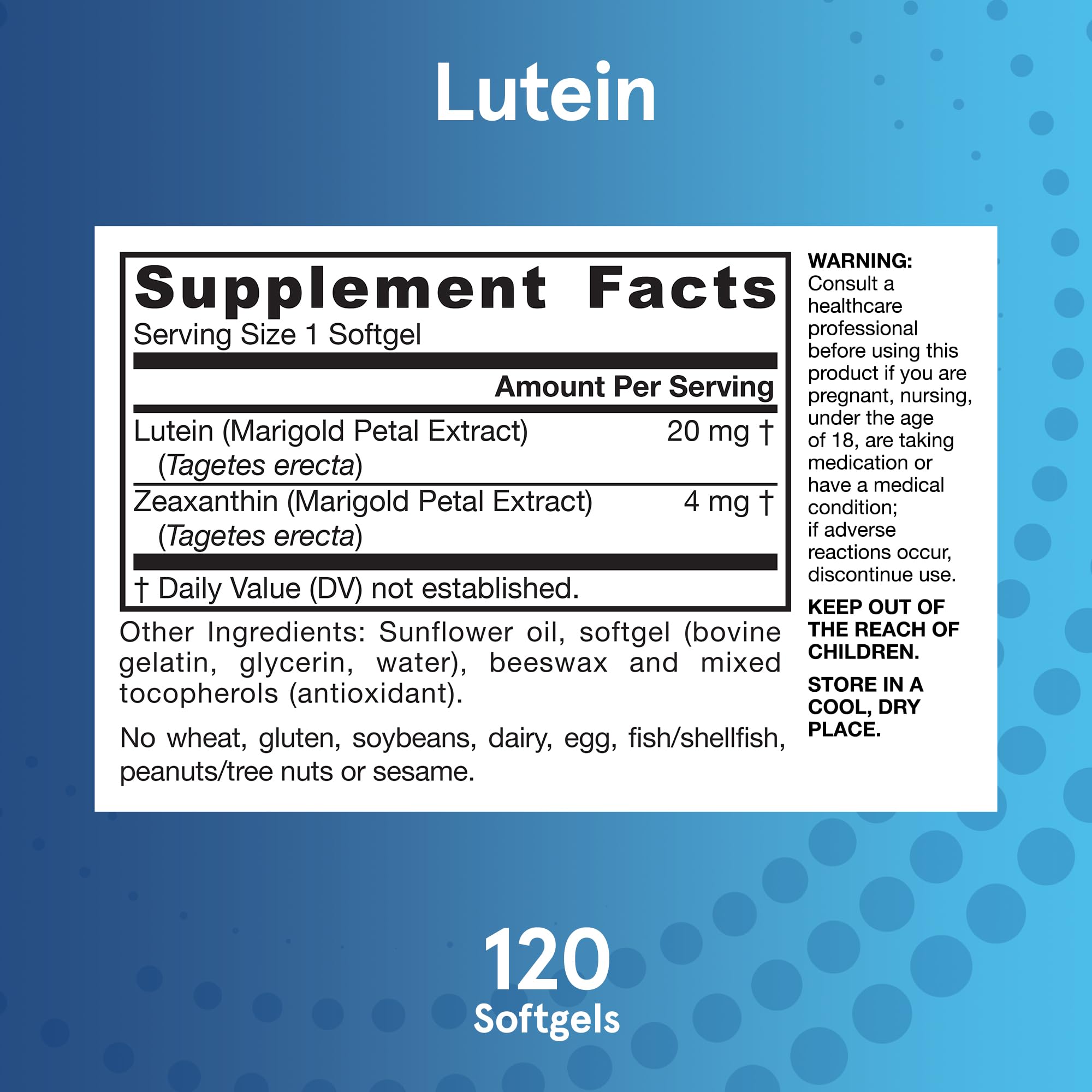 Jarrow Formulas Lutein 20mg Softgels on a wooden table