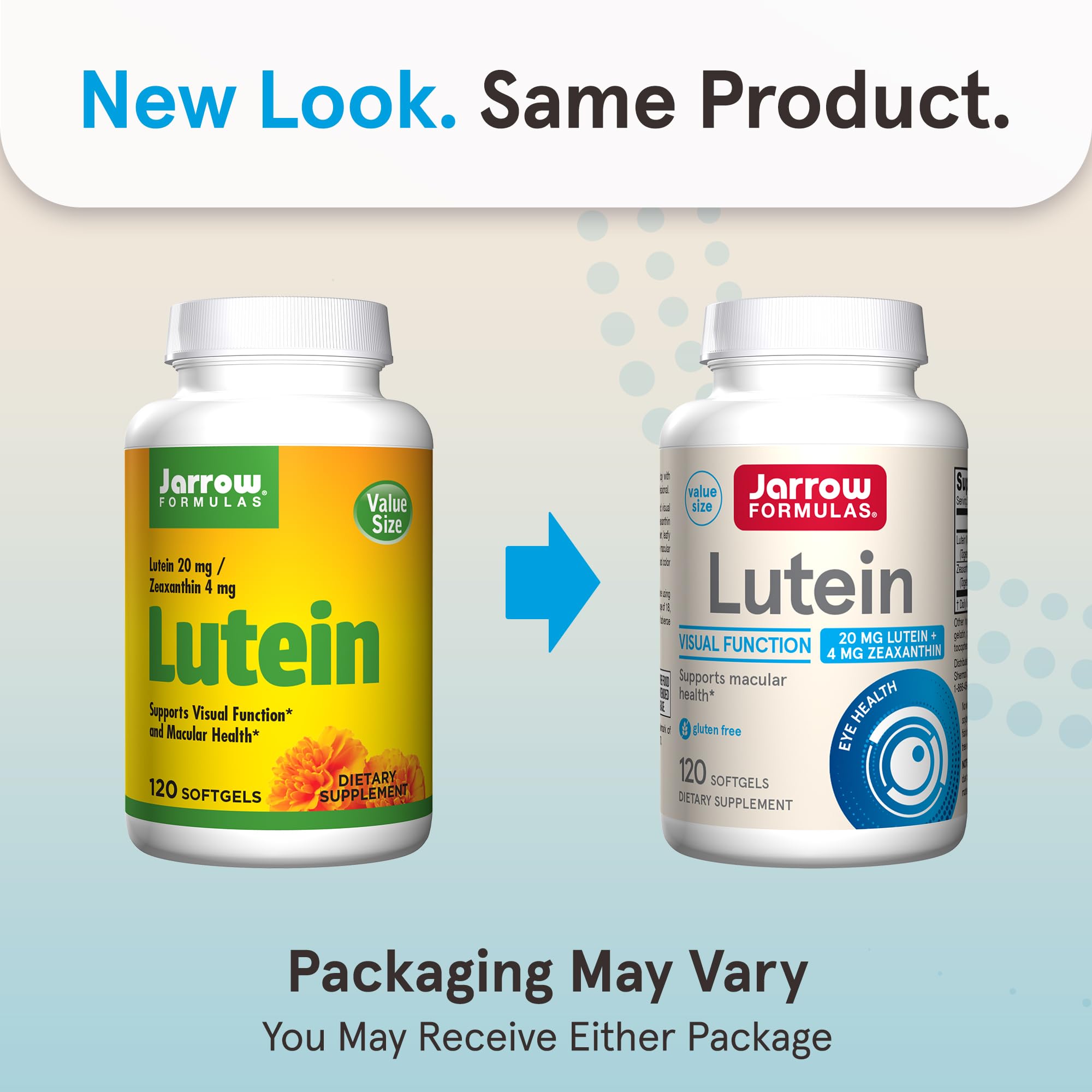 Jarrow Formulas Lutein 20mg Softgels side view showing softgel