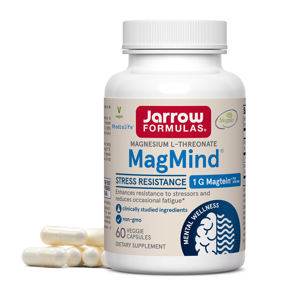 Jarrow Formulas MagMind 60 count veggie capsules front view