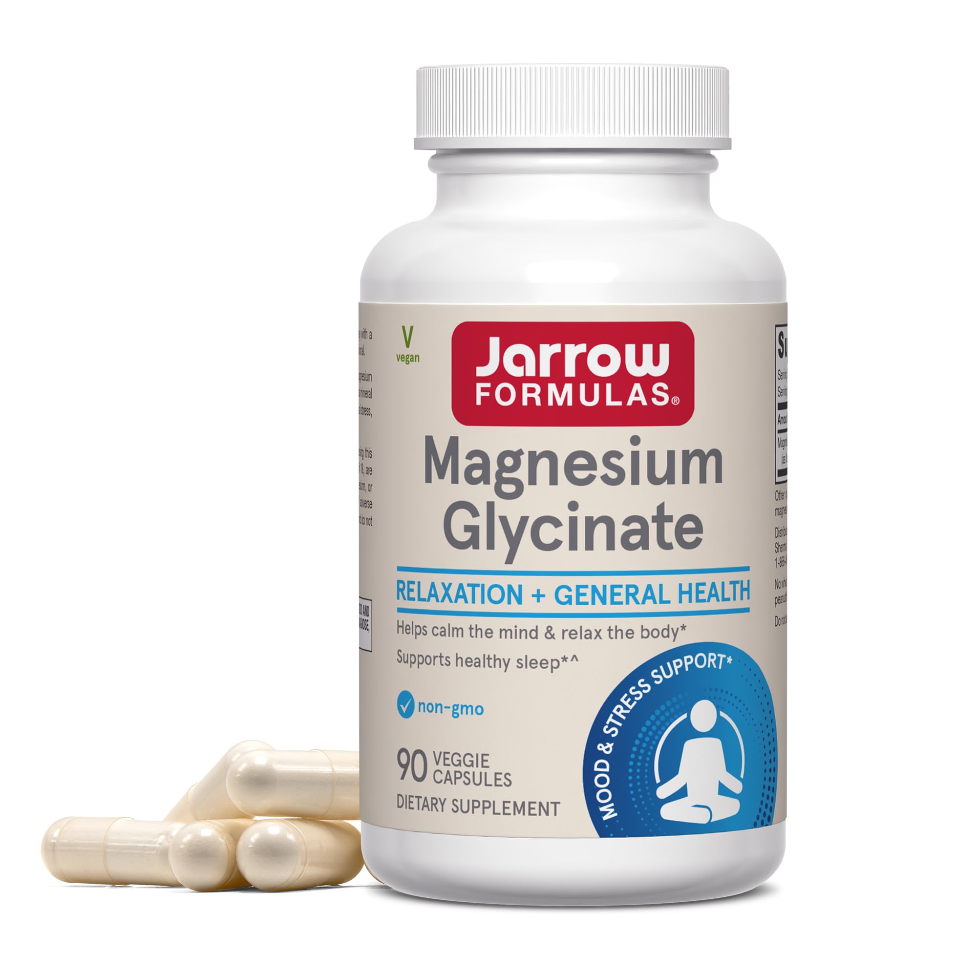 Jarrow Formulas Magnesium Glycinate 360mg 90 Veggie Capsules front view