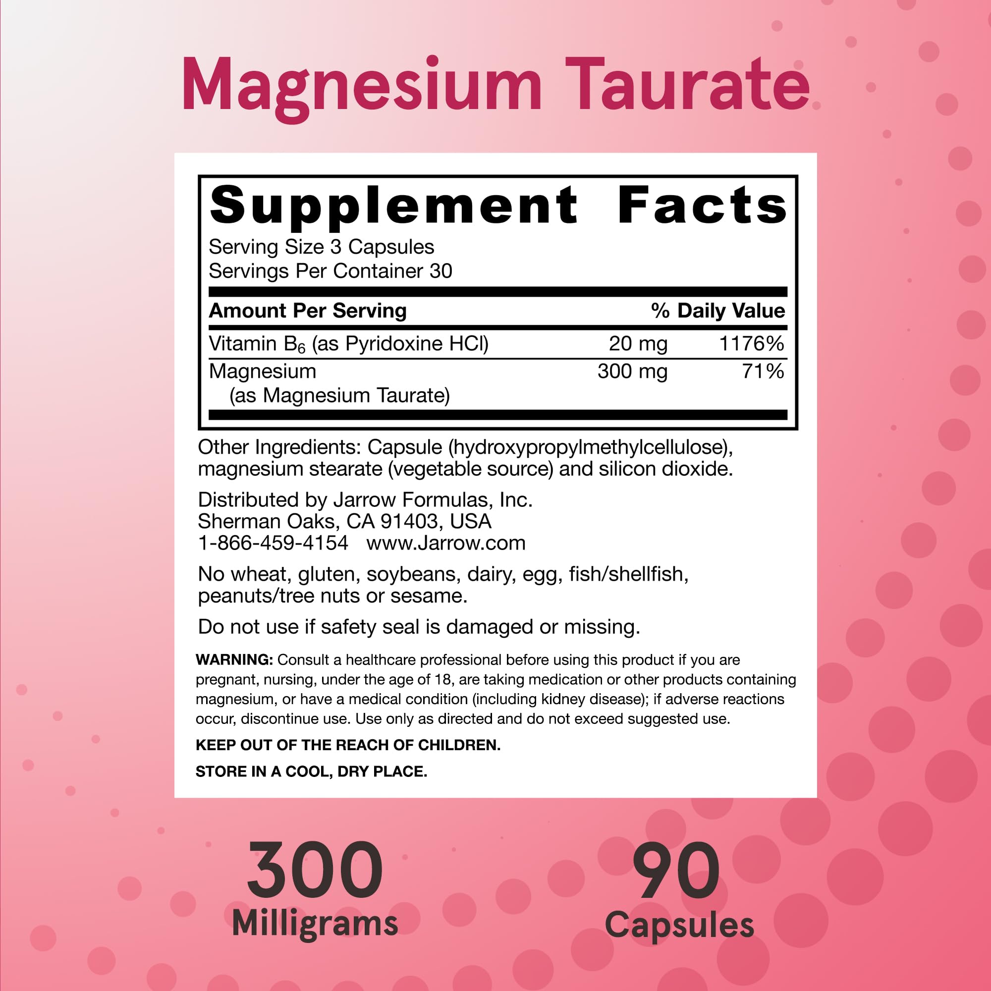 Jarrow Formulas Magnesium Taurate capsules in hand