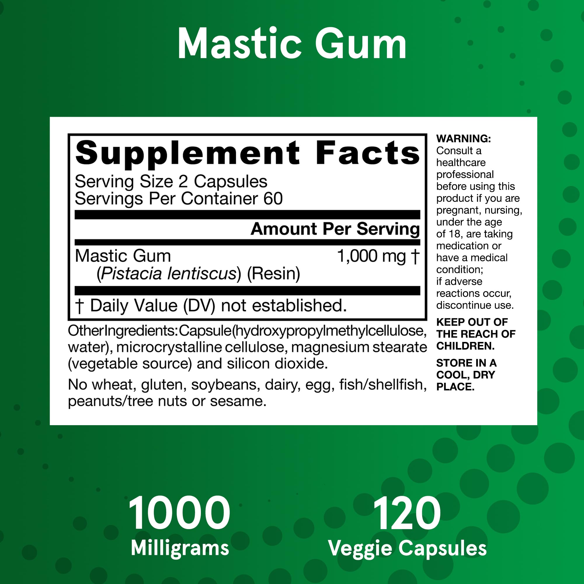 Jarrow Formulas Mastic Gum 1000 mg Veggie Capsules on wooden table