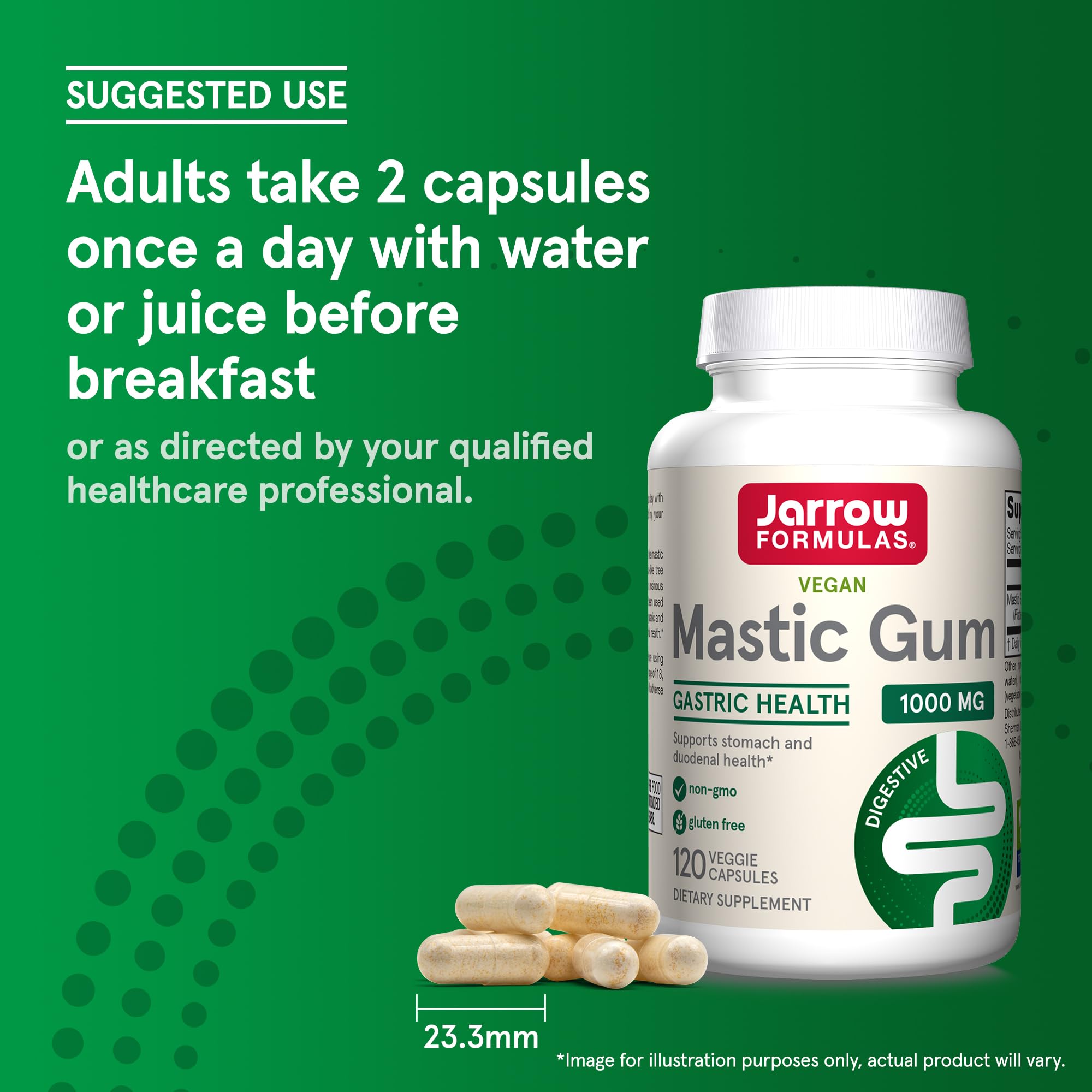 Jarrow Formulas Mastic Gum 1000 mg Veggie Capsules with glass of water