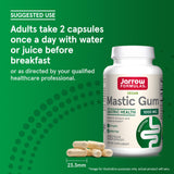 Jarrow Formulas Mastic Gum 1000 mg Veggie Capsules with glass of water