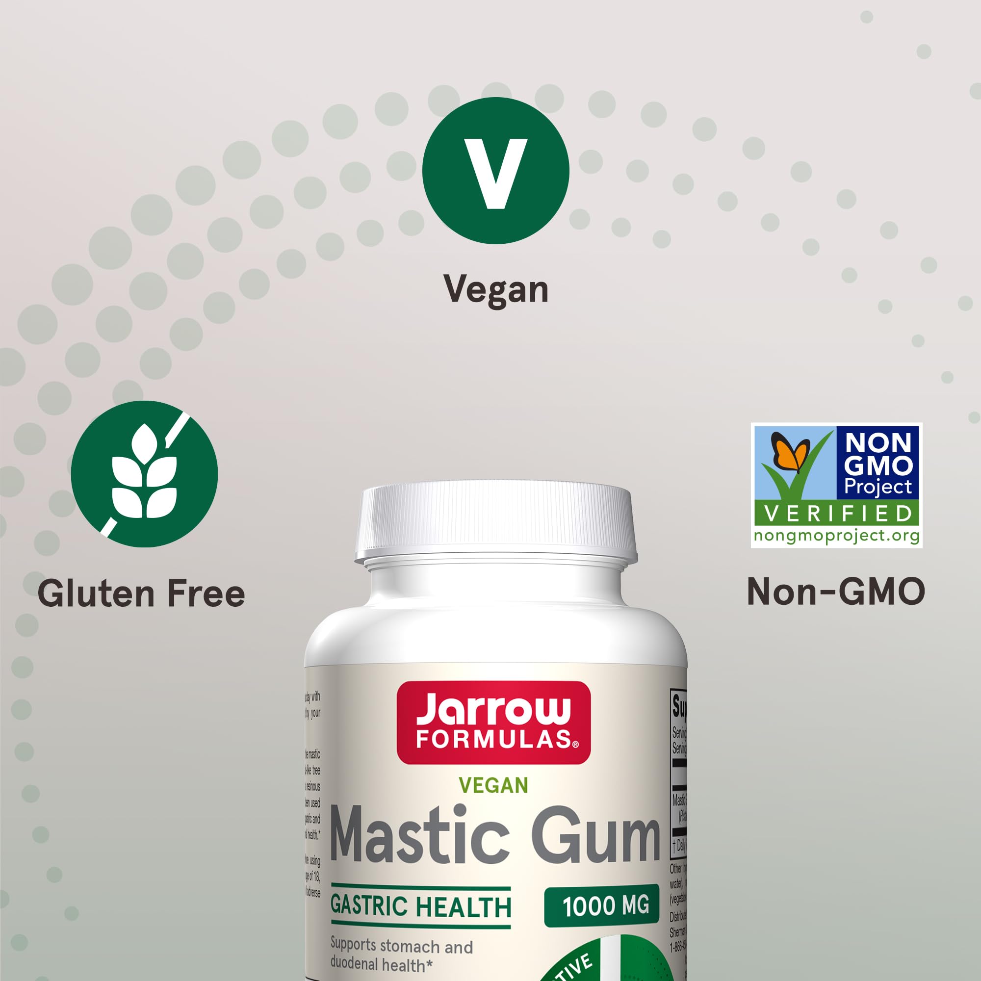 Jarrow Formulas Mastic Gum 1000 mg Veggie Capsules with measuring spoon