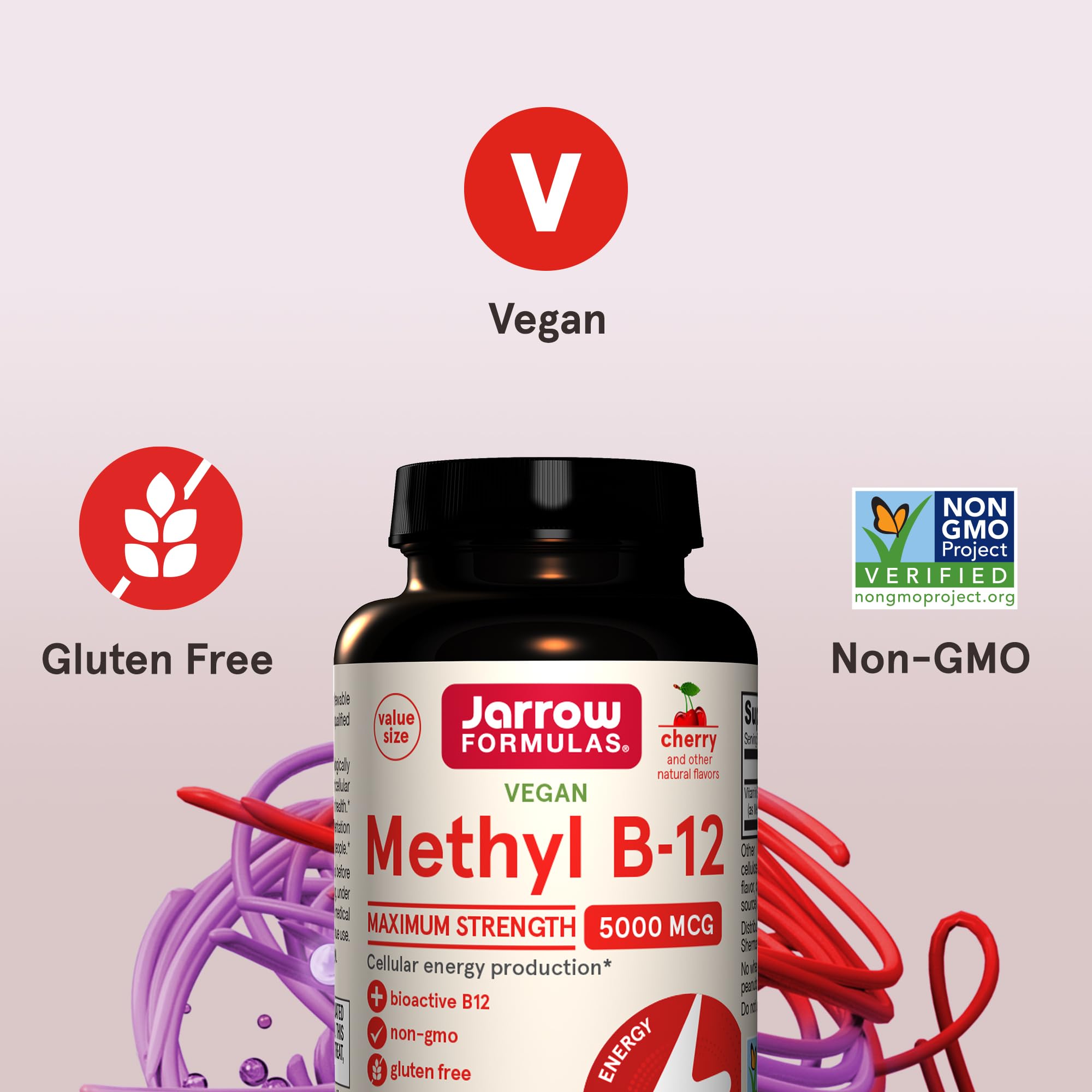 Jarrow Formulas Methyl B-12 chewable tablet in hand