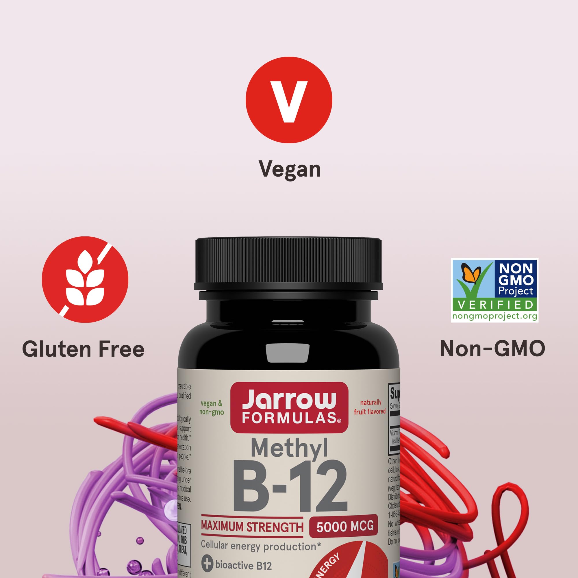 Jarrow Formulas Methyl B-12 chewable tablets with natural fruit flavour