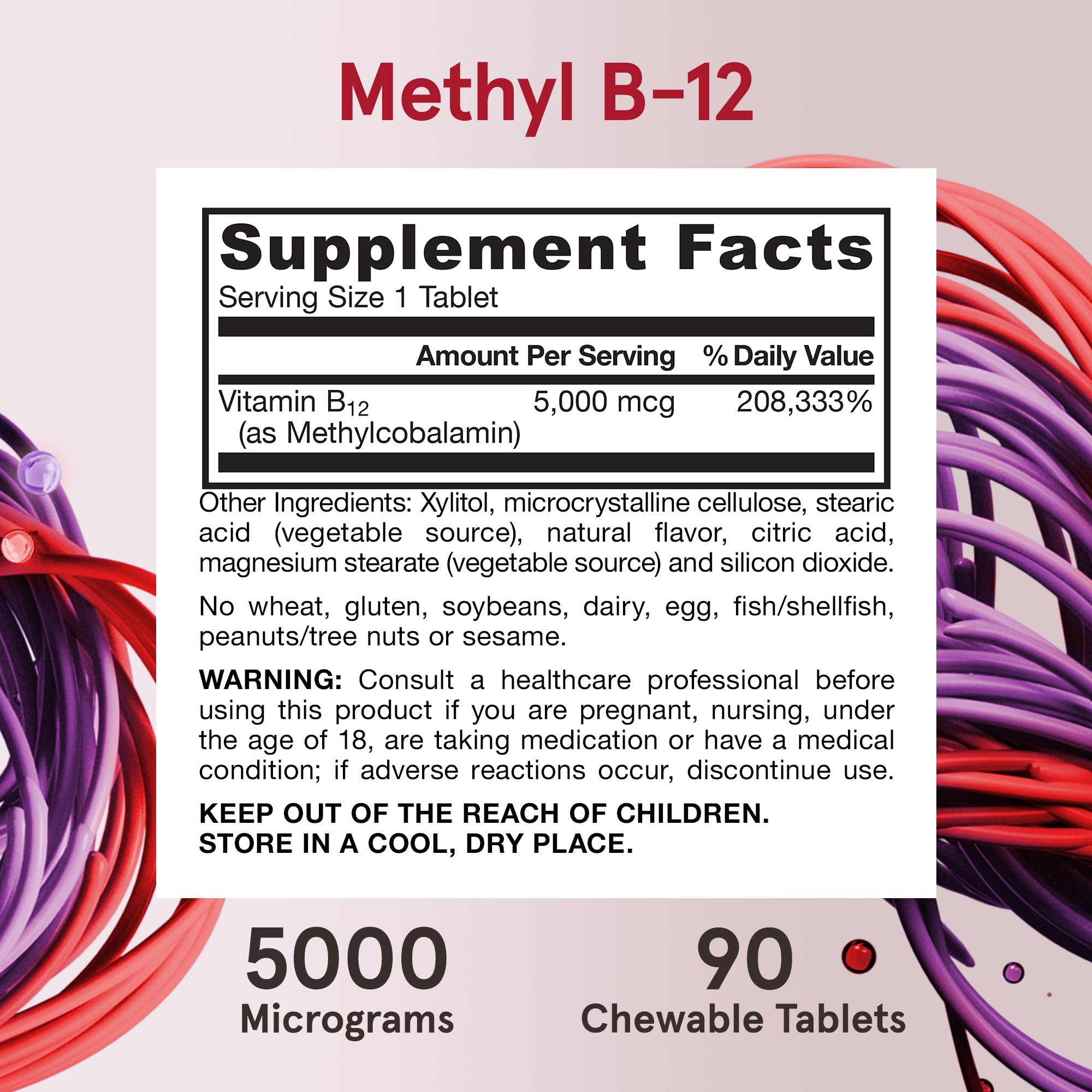 Jarrow Formulas Methyl B-12 ingredients list on packaging