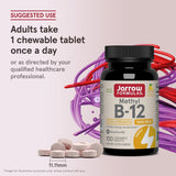 Jarrow Formulas Methyl B-12 tablets on a wooden surface