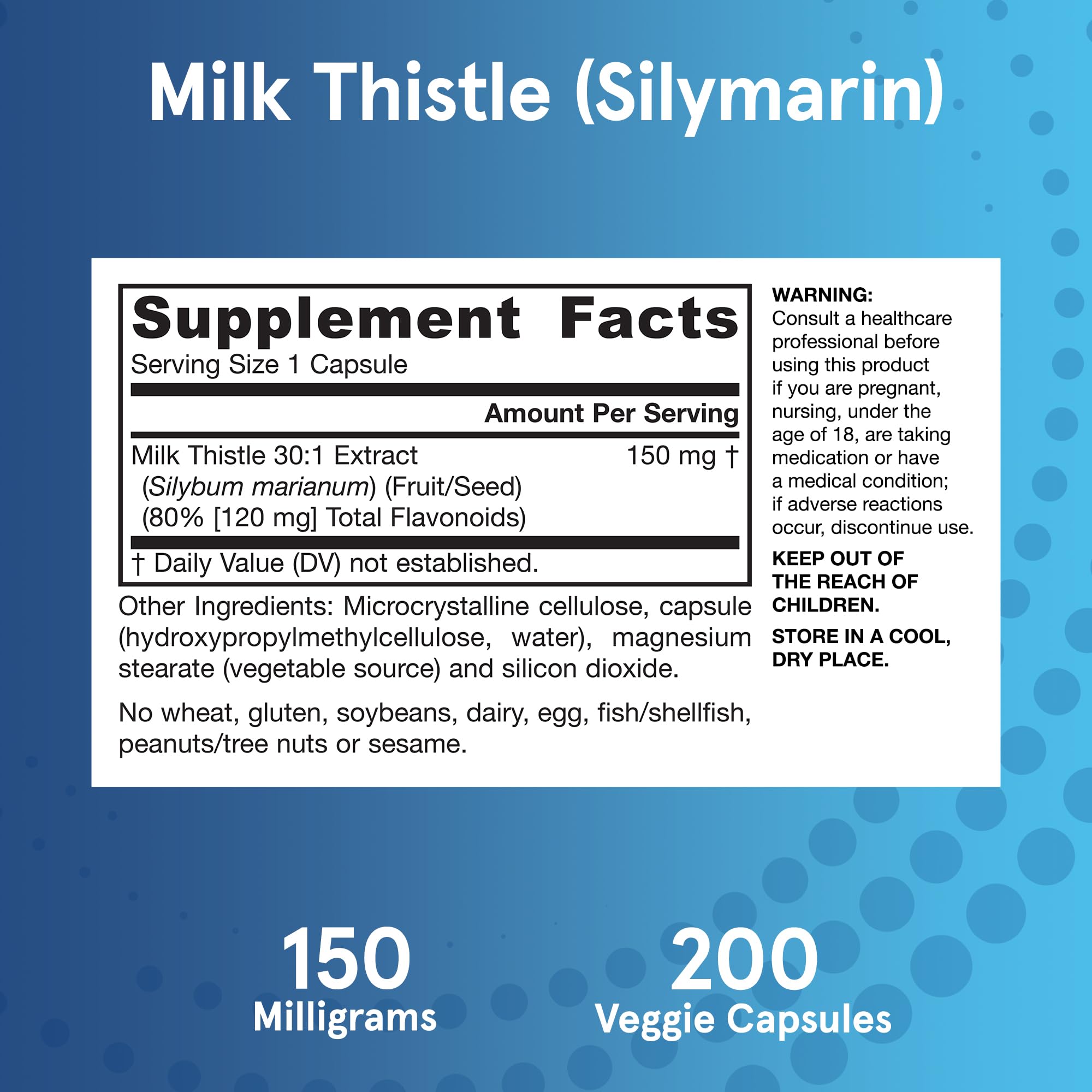 Jarrow Formulas Milk Thistle Supplement bottle back view