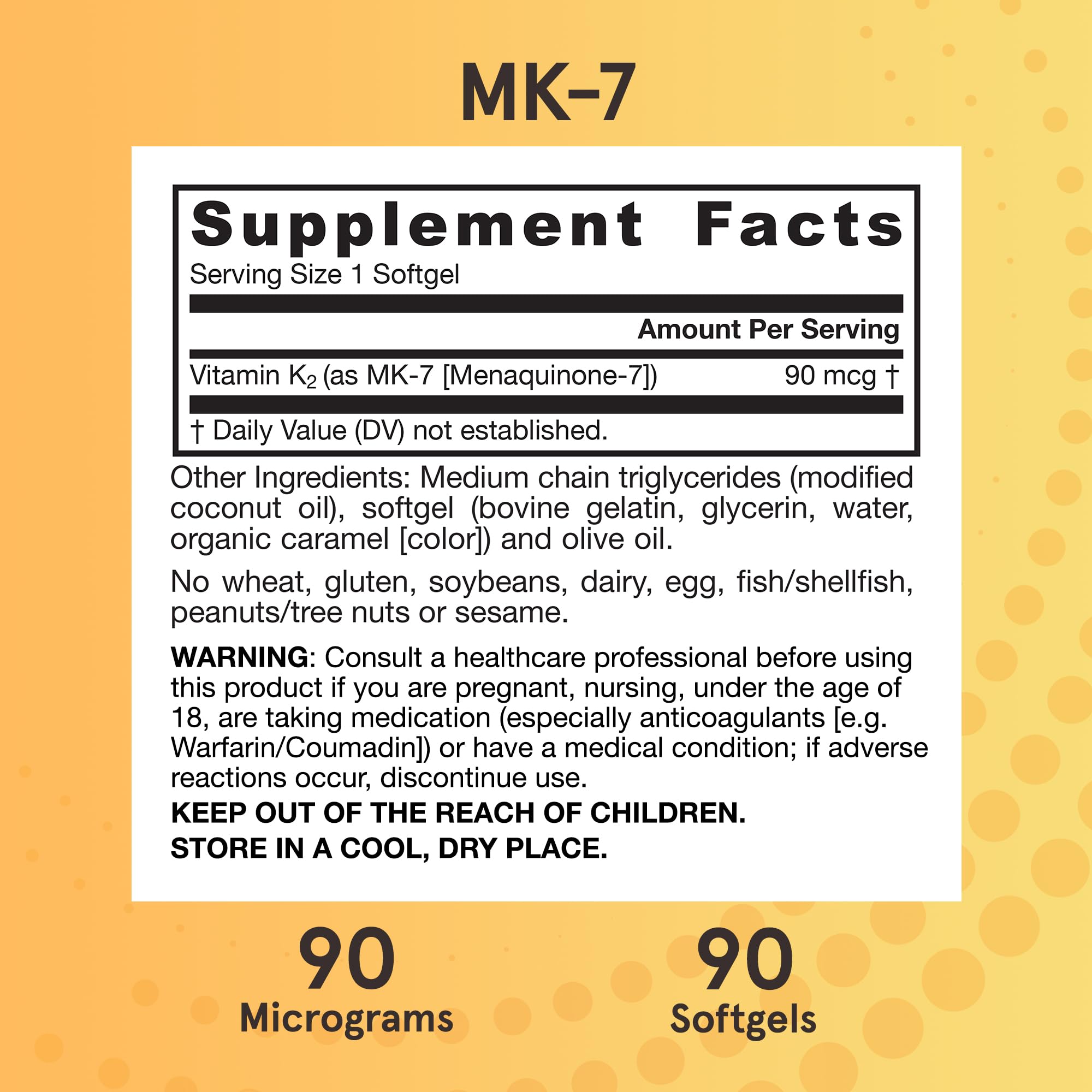 Jarrow Formulas MK-7 Vitamin K2 softgel ingredients list