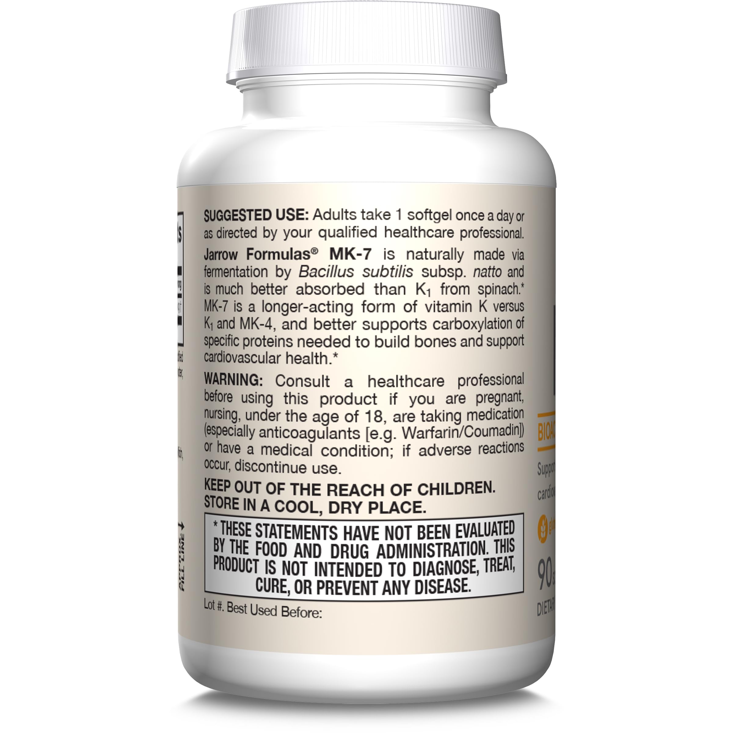 Jarrow Formulas MK-7 Vitamin K2 softgel with olive oil