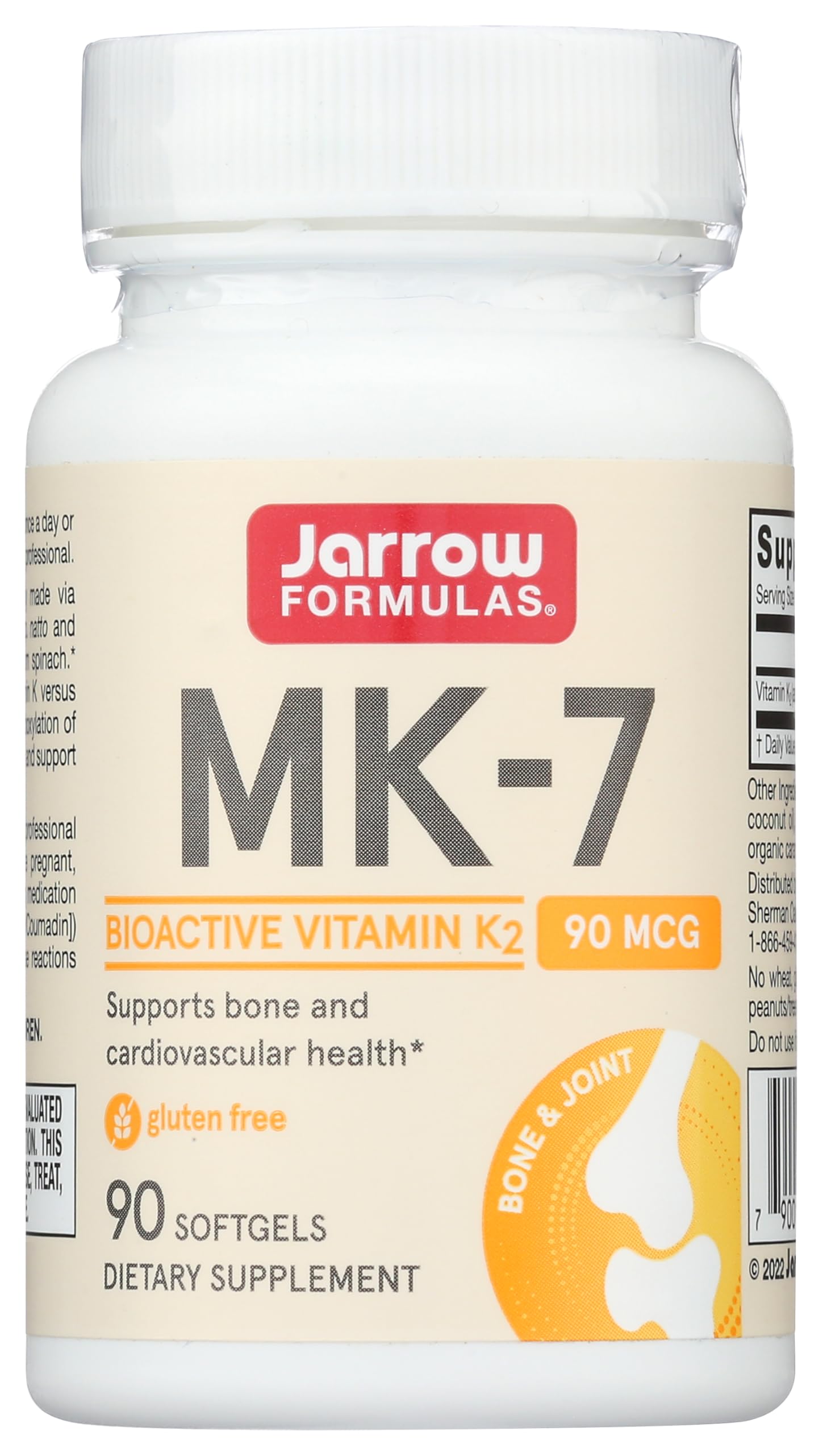Jarrow Formulas MK-7 Vitamin K2 Softgels 90 mcg front view