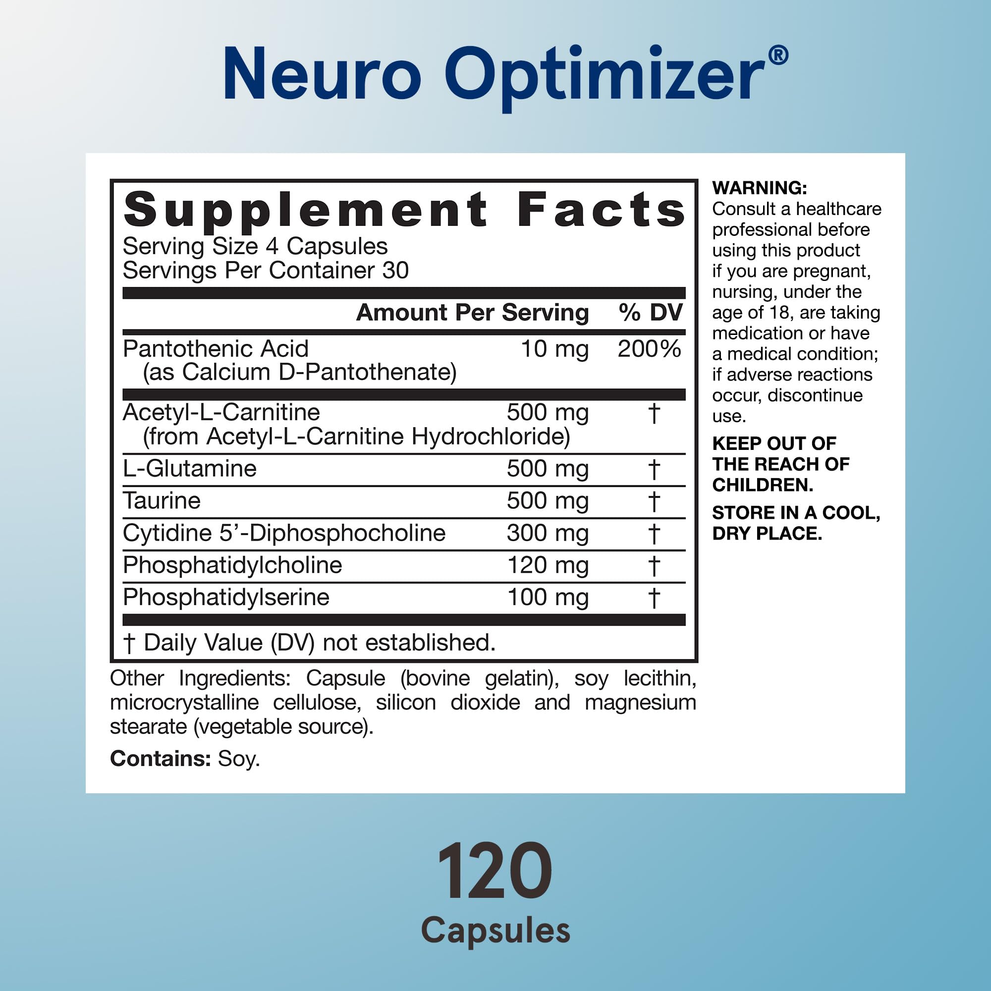Jarrow Formulas Neuro Optimizer Capsules packaging details