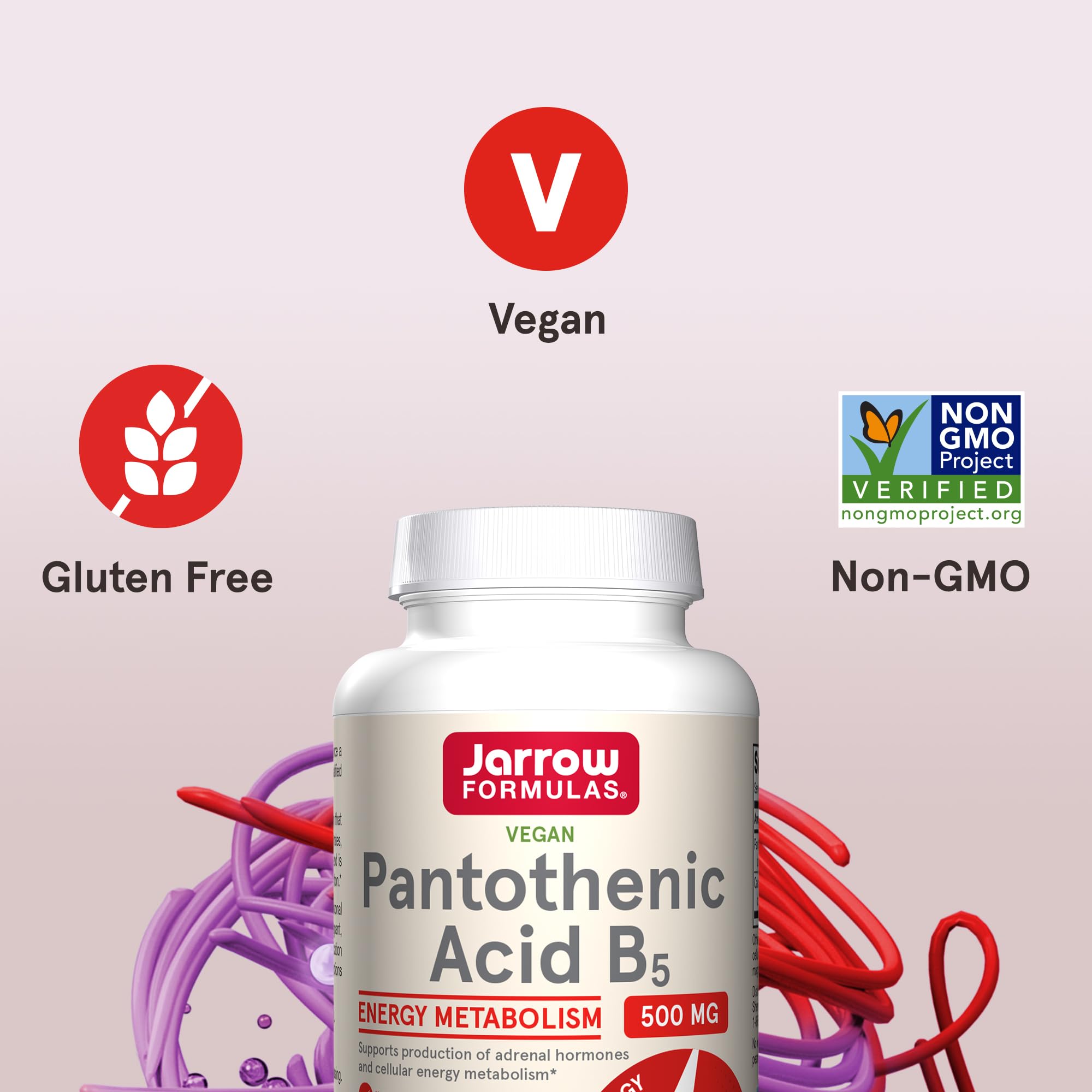 Jarrow Formulas Pantothenic Acid B5 500mg nutritional information label