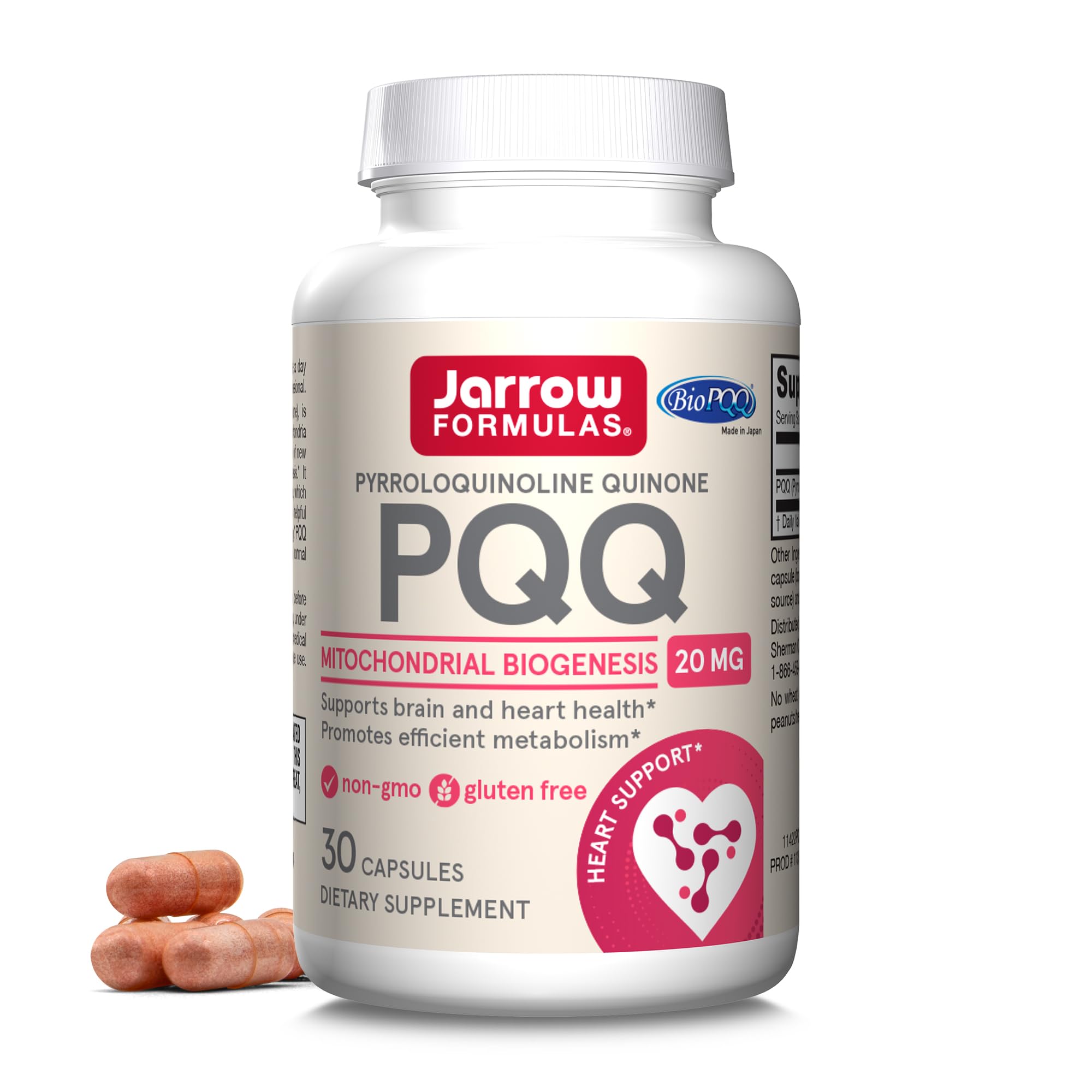 Jarrow Formulas PQQ Supplement 20mg capsules front view
