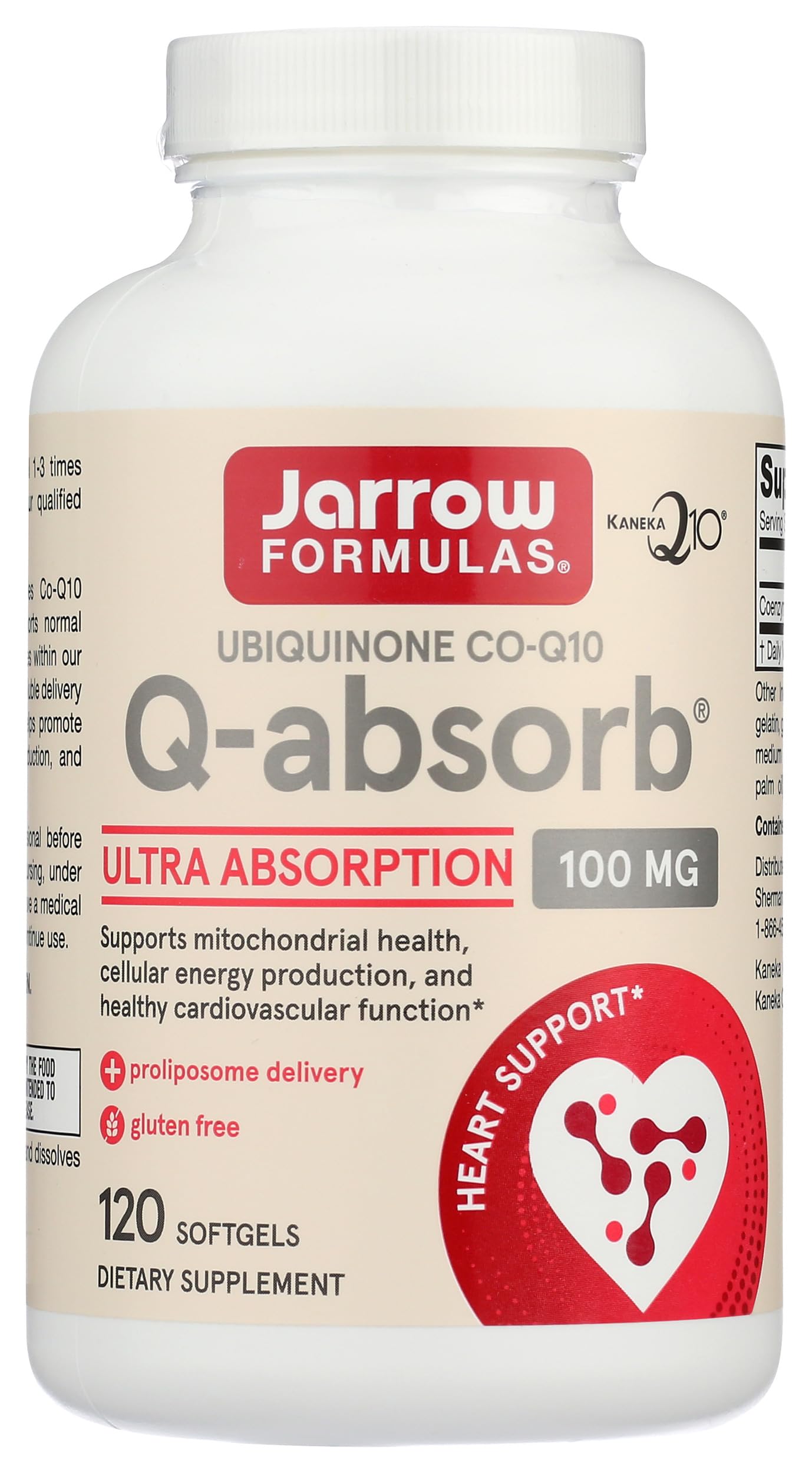Jarrow Formulas Q-absorb Co-Q10 400mg supplement front view