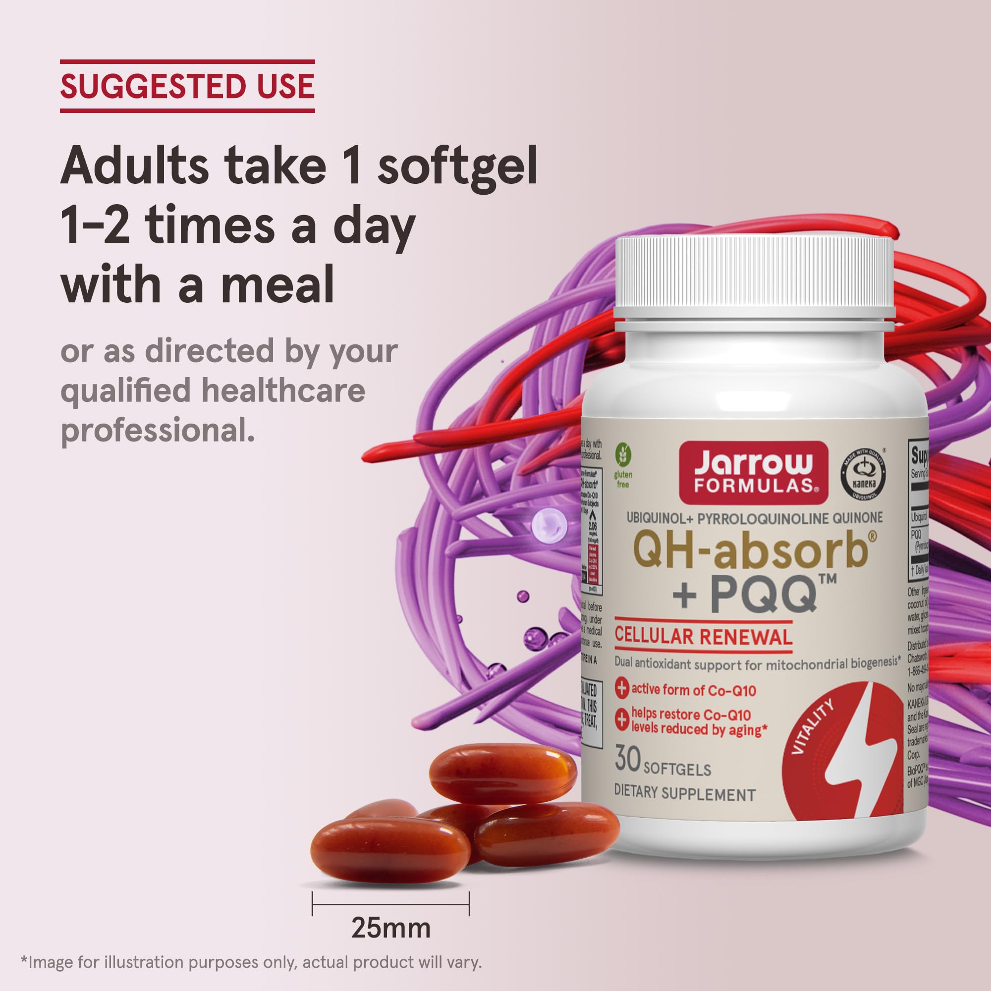 Jarrow Formulas QH-absorb + PQQ Softgels in hand
