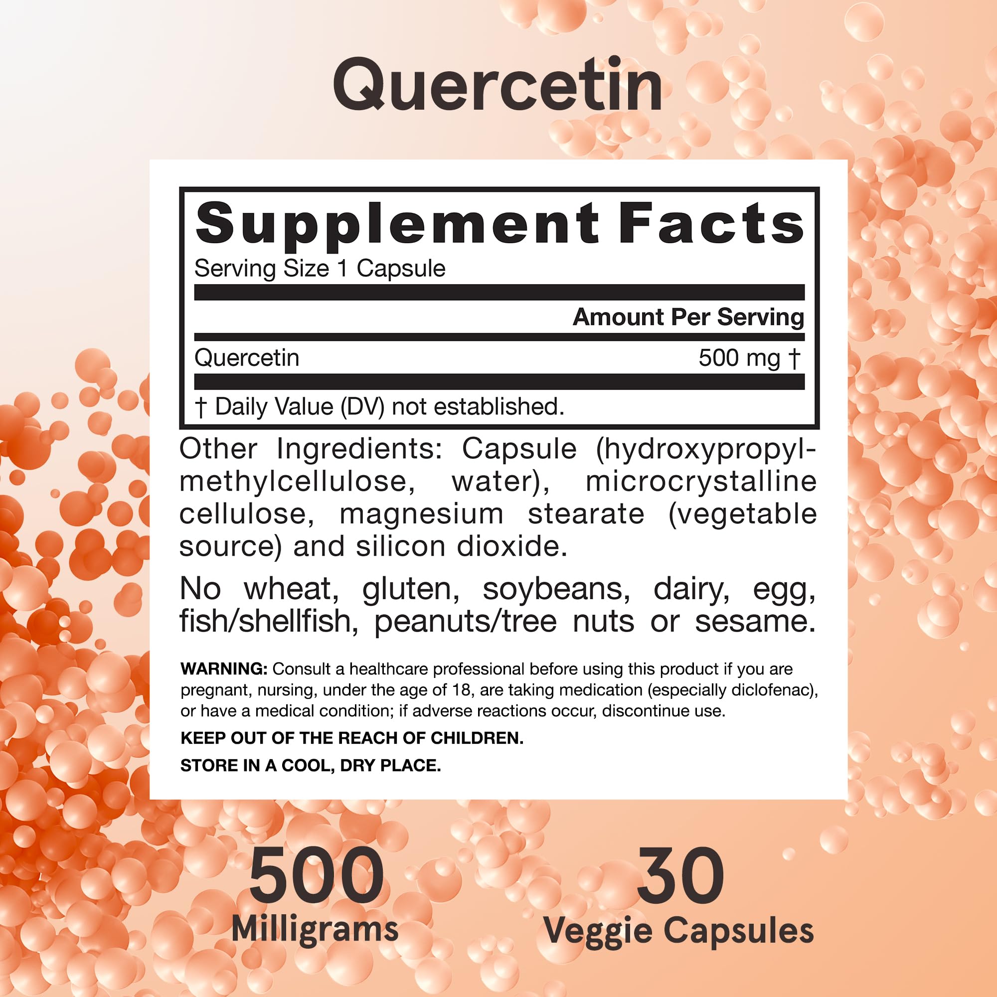 Jarrow Formulas Quercetin 500mg supplement ingredients