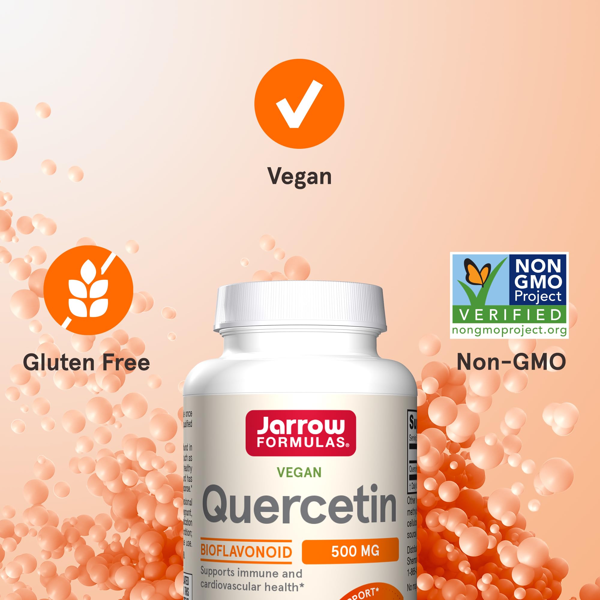 Jarrow Formulas Quercetin capsules on a wooden table