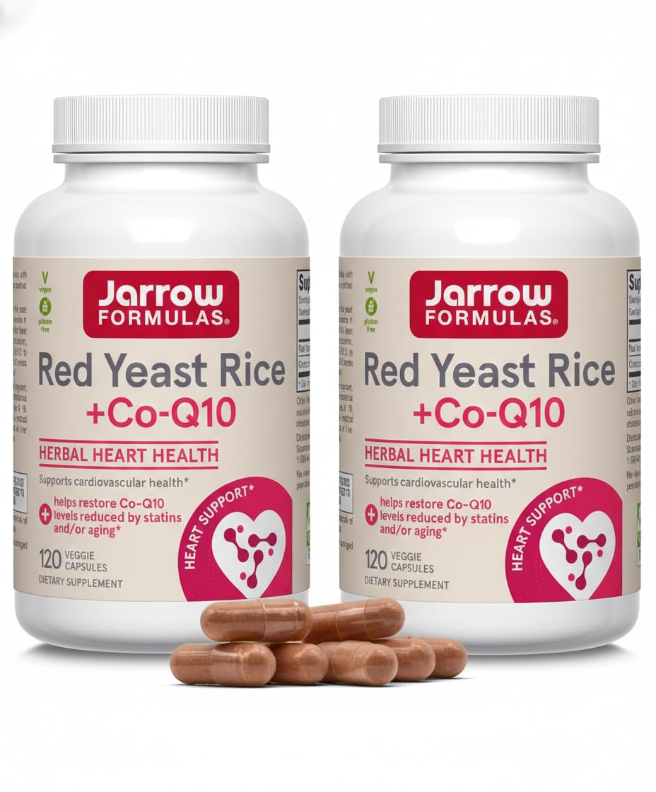 Jarrow Formulas Red Yeast Rice & CoQ10 Supplement front view, 1200mg