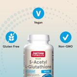 Jarrow Formulas S-Acetyl L-Glutathione 100mg capsules with a measuring spoon