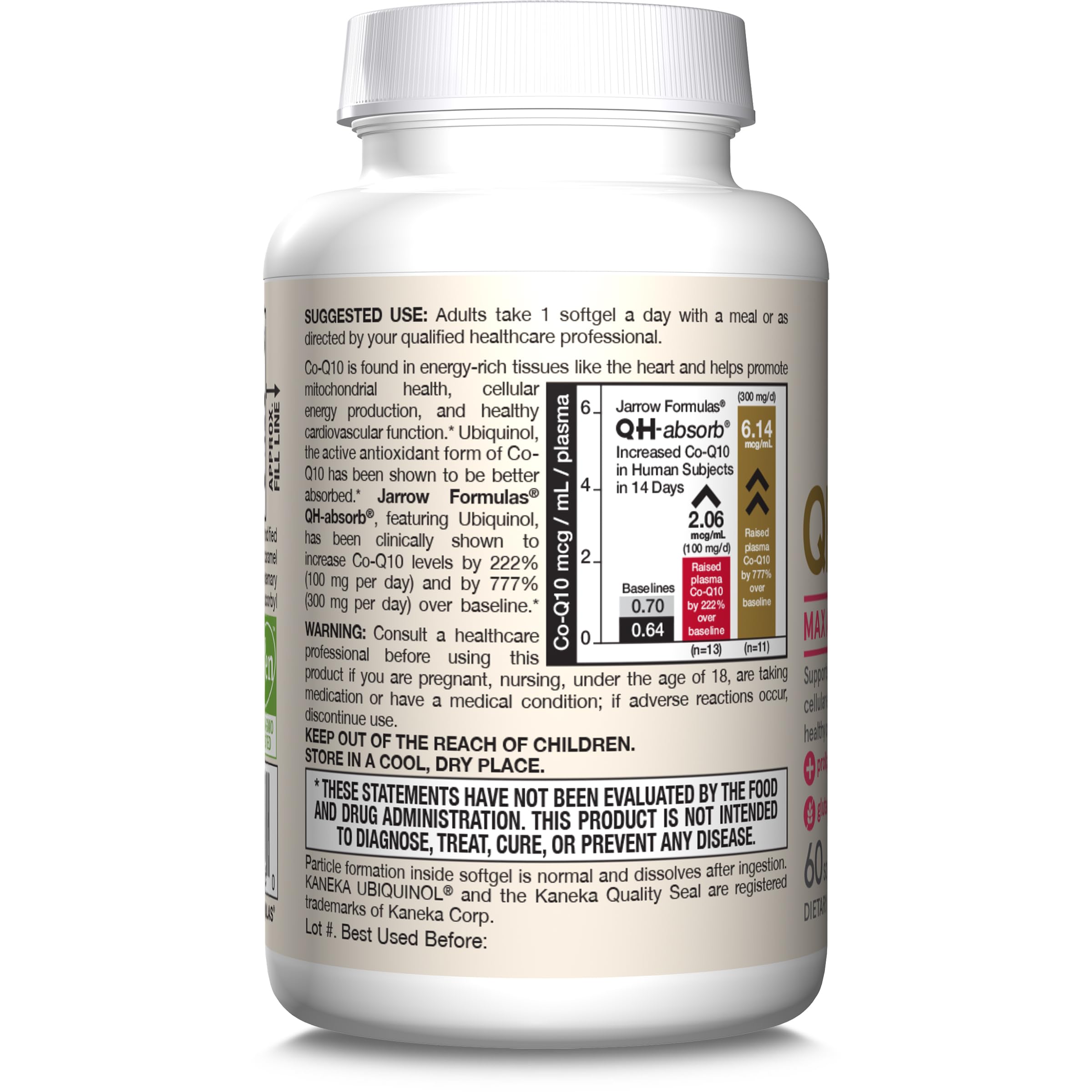 Jarrow Formulas Ubiquinol CoQ10 softgels in a hand