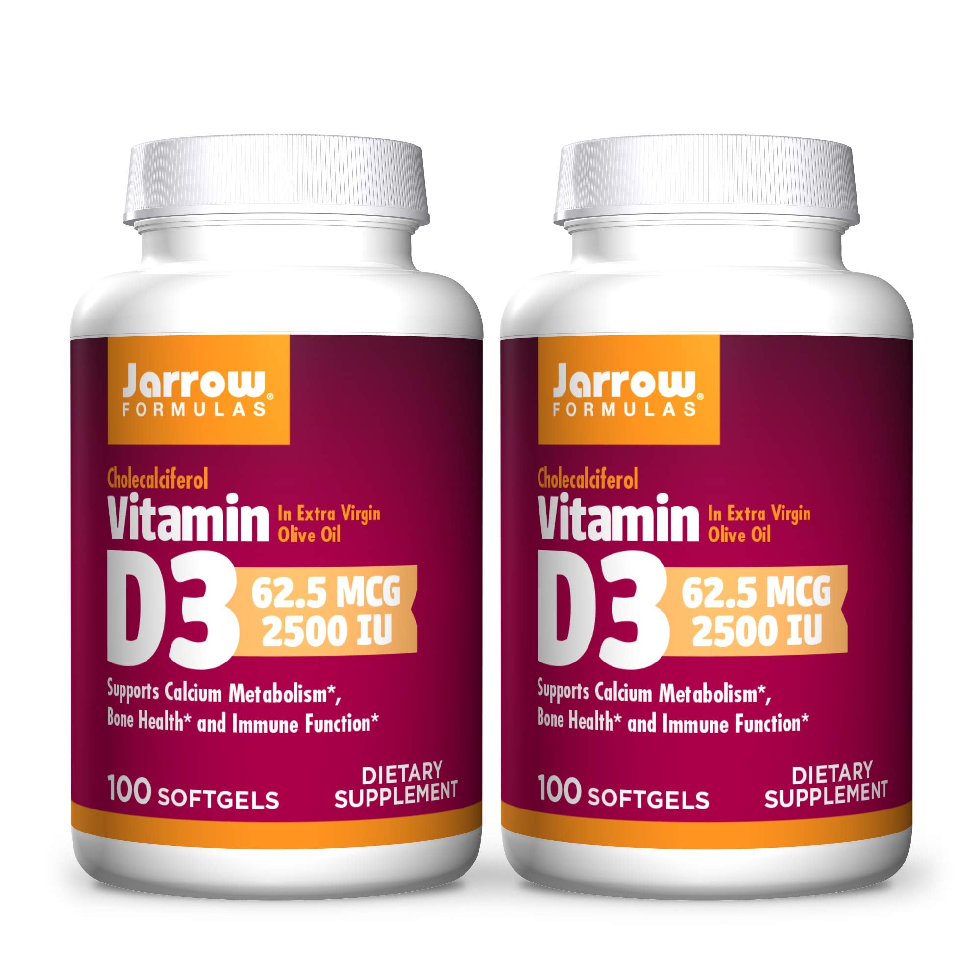 Jarrow Formulas Vitamin D3 Softgels 2500 IU front view