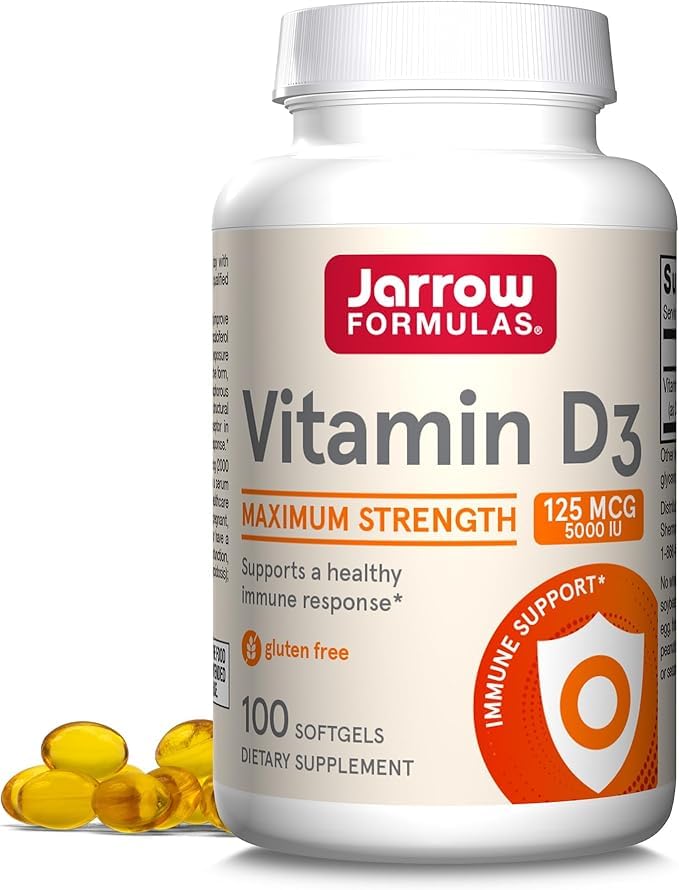 Jarrow Formulas Vitamin D3 Softgels 5000 IU front view packaging
