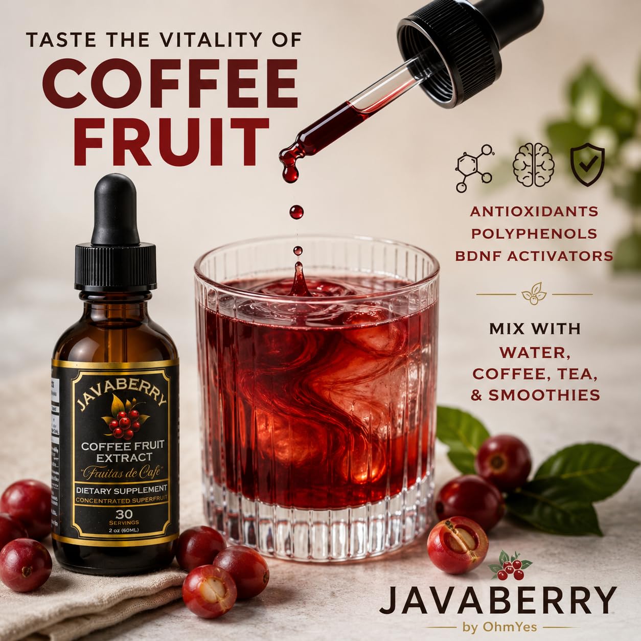 Javaberry Coffee Fruit Liquid Concentrate 60ml packaging details