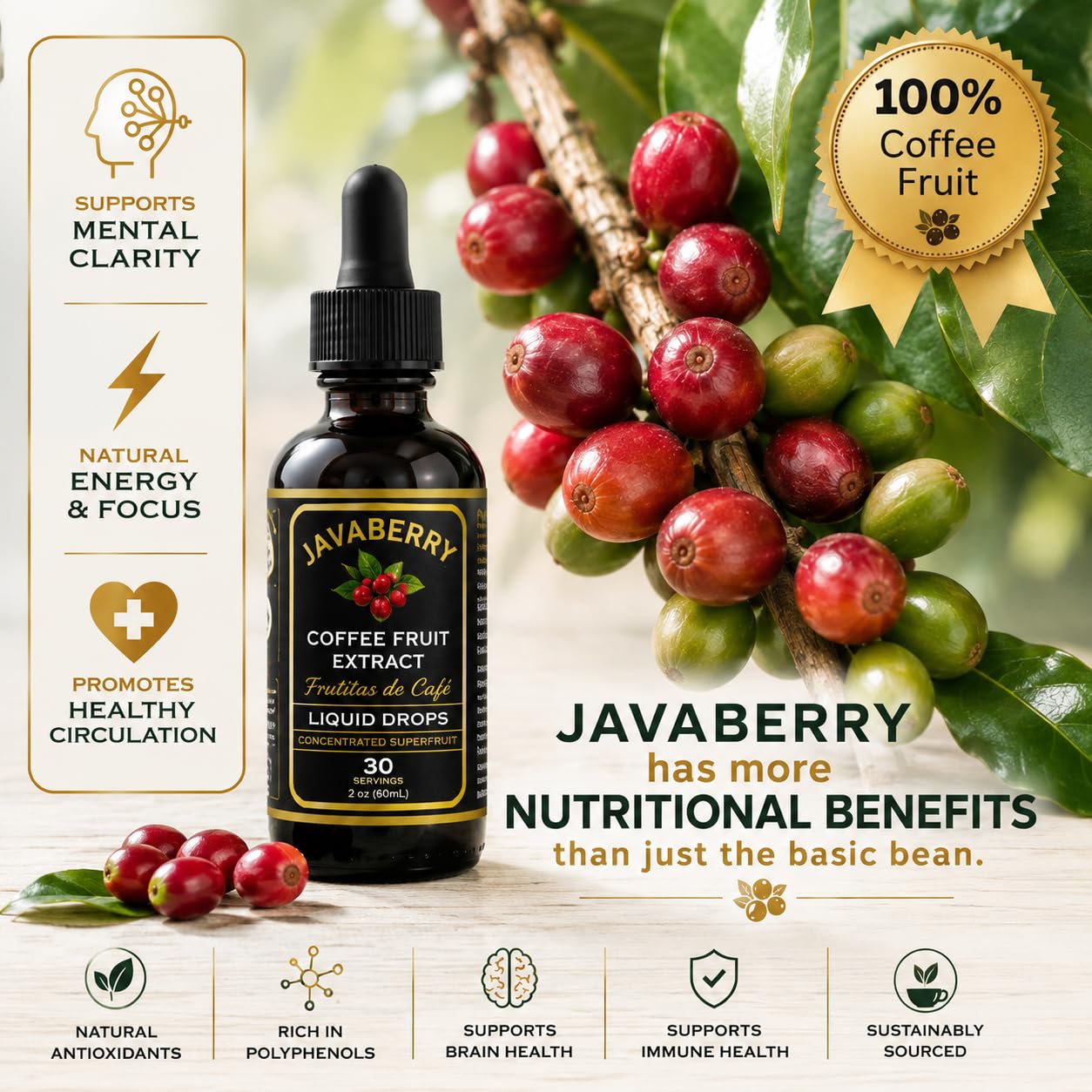 Javaberry Coffee Fruit Liquid Concentrate 60ml with coffee and smoothie
