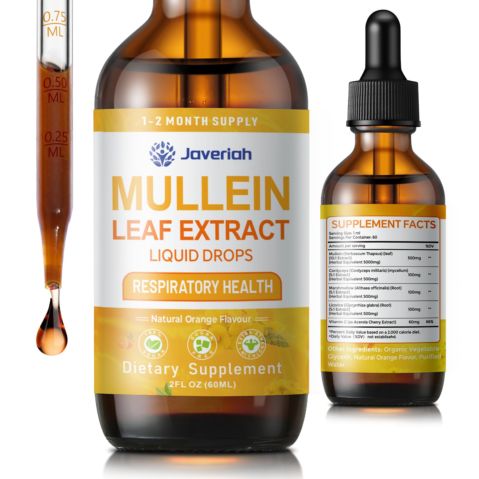 Javeriah Mullein Liquid Drops 60ML bottle front view
