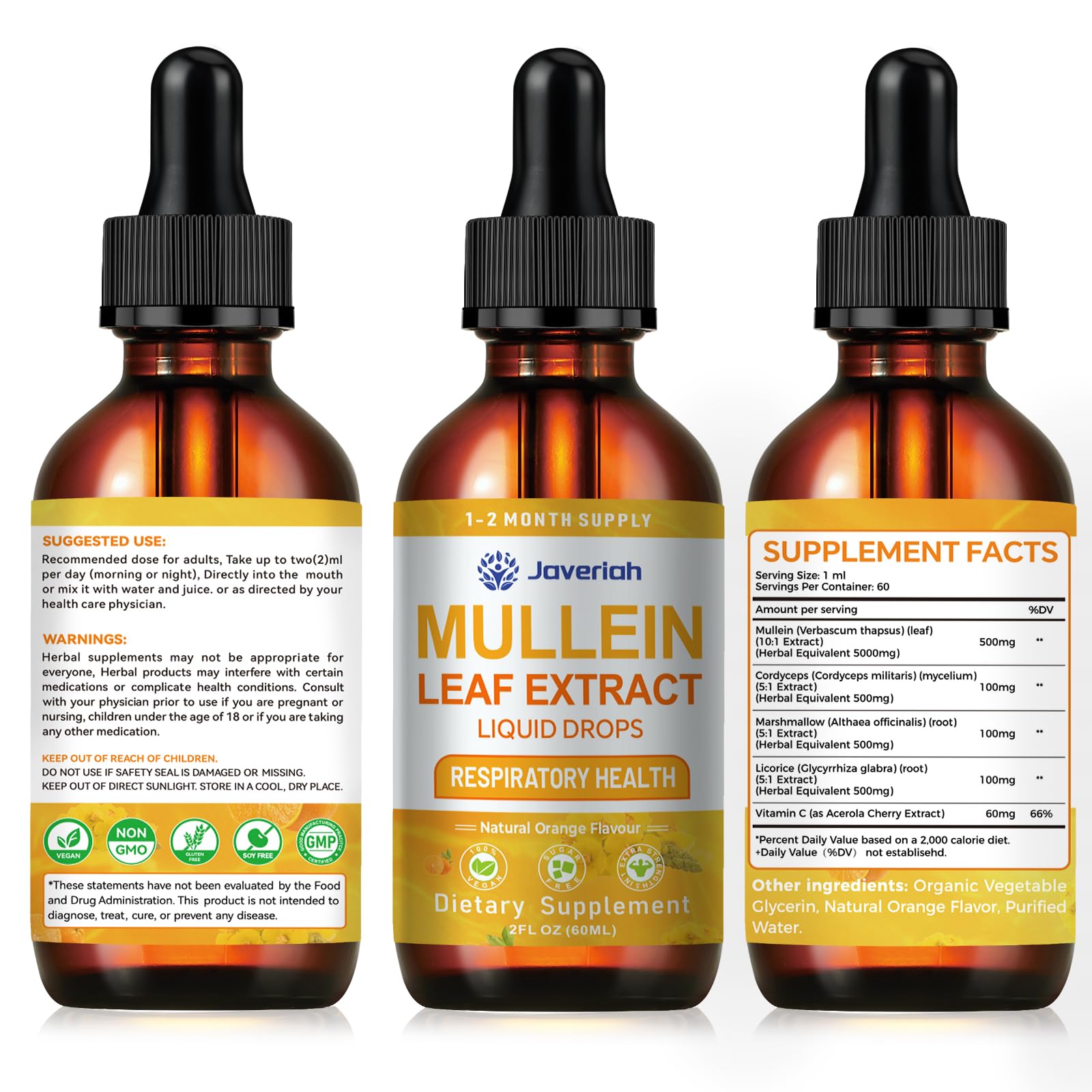 Javeriah Mullein Liquid Drops lifestyle scene with herbal tea