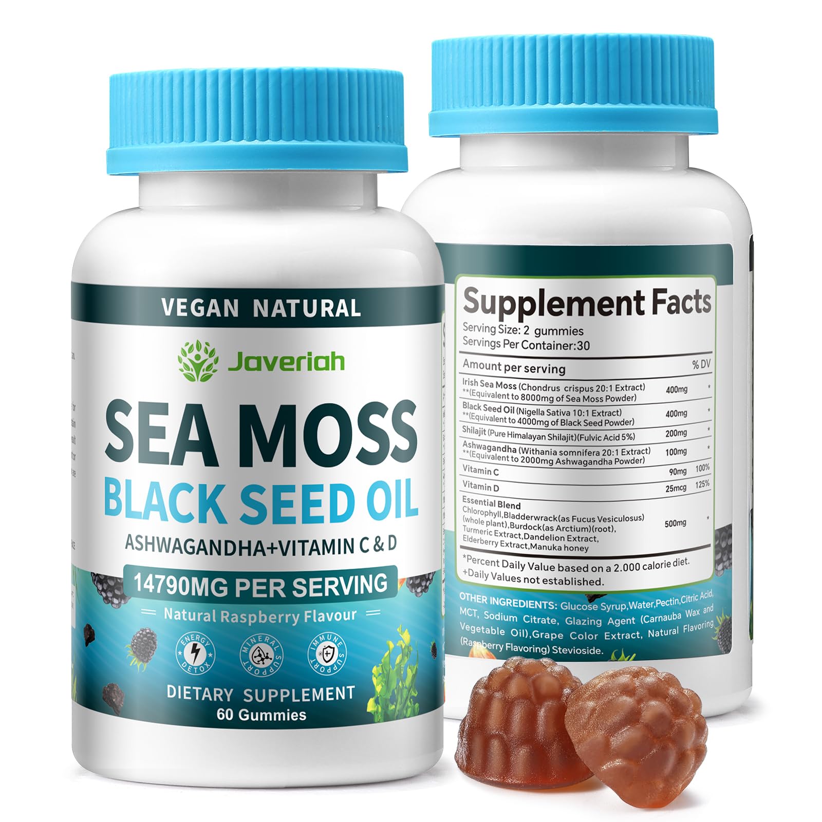 Javeriah Sea Moss Gummies front view packaging