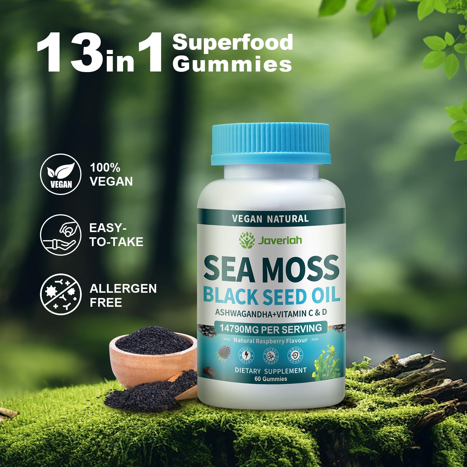 Javeriah Sea Moss Gummies showing individual gummy