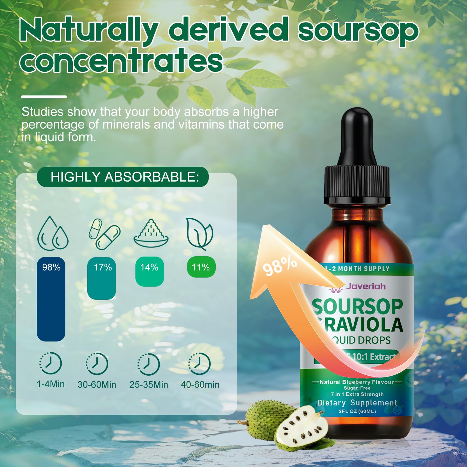 Javeriah Soursop Graviola Liquid Drops 60ML side view