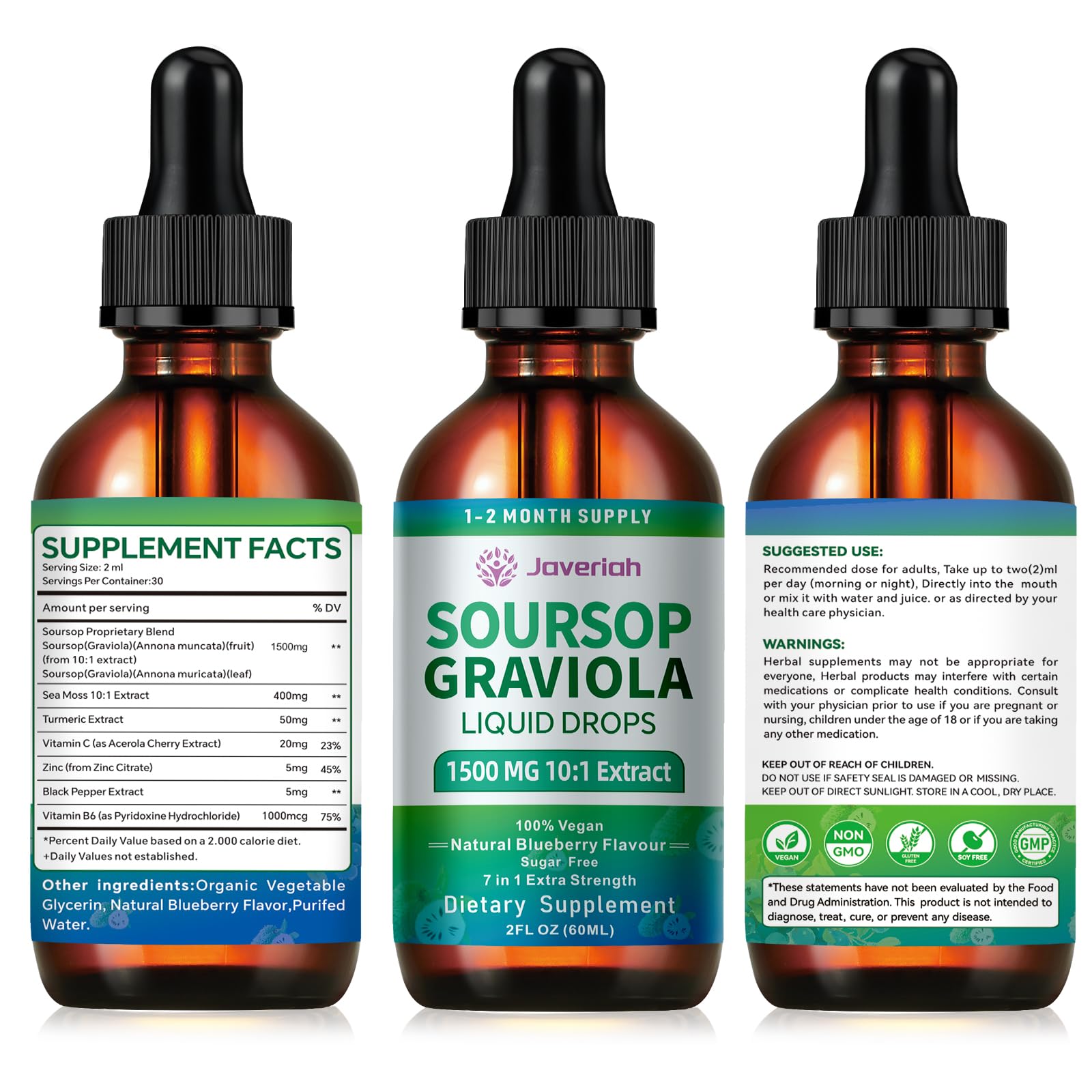 Javeriah Soursop Graviola Liquid Drops packaging